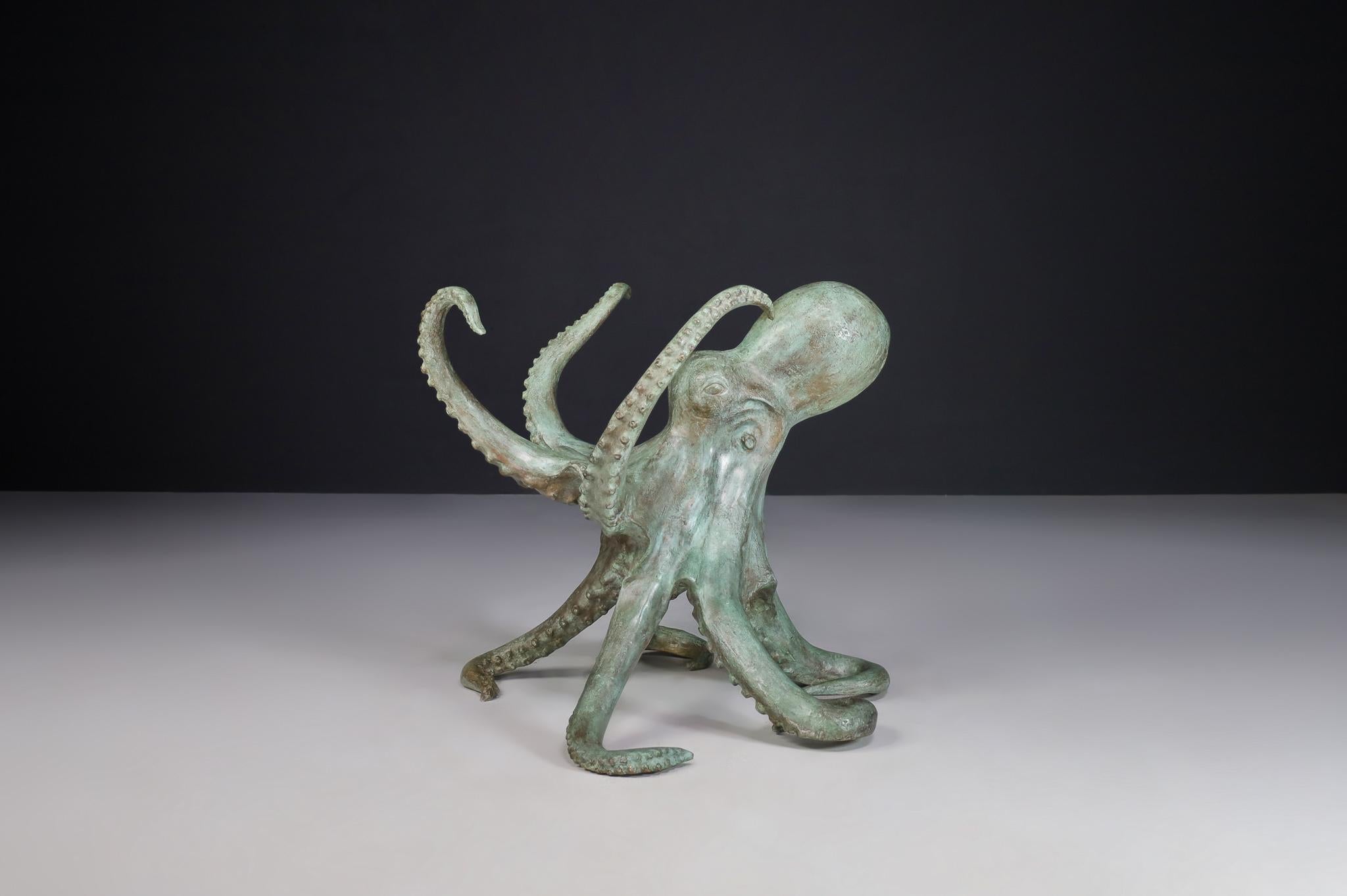 Patinated Bronze Octopus Table or Sculpture, 1970s Italy For Sale 1