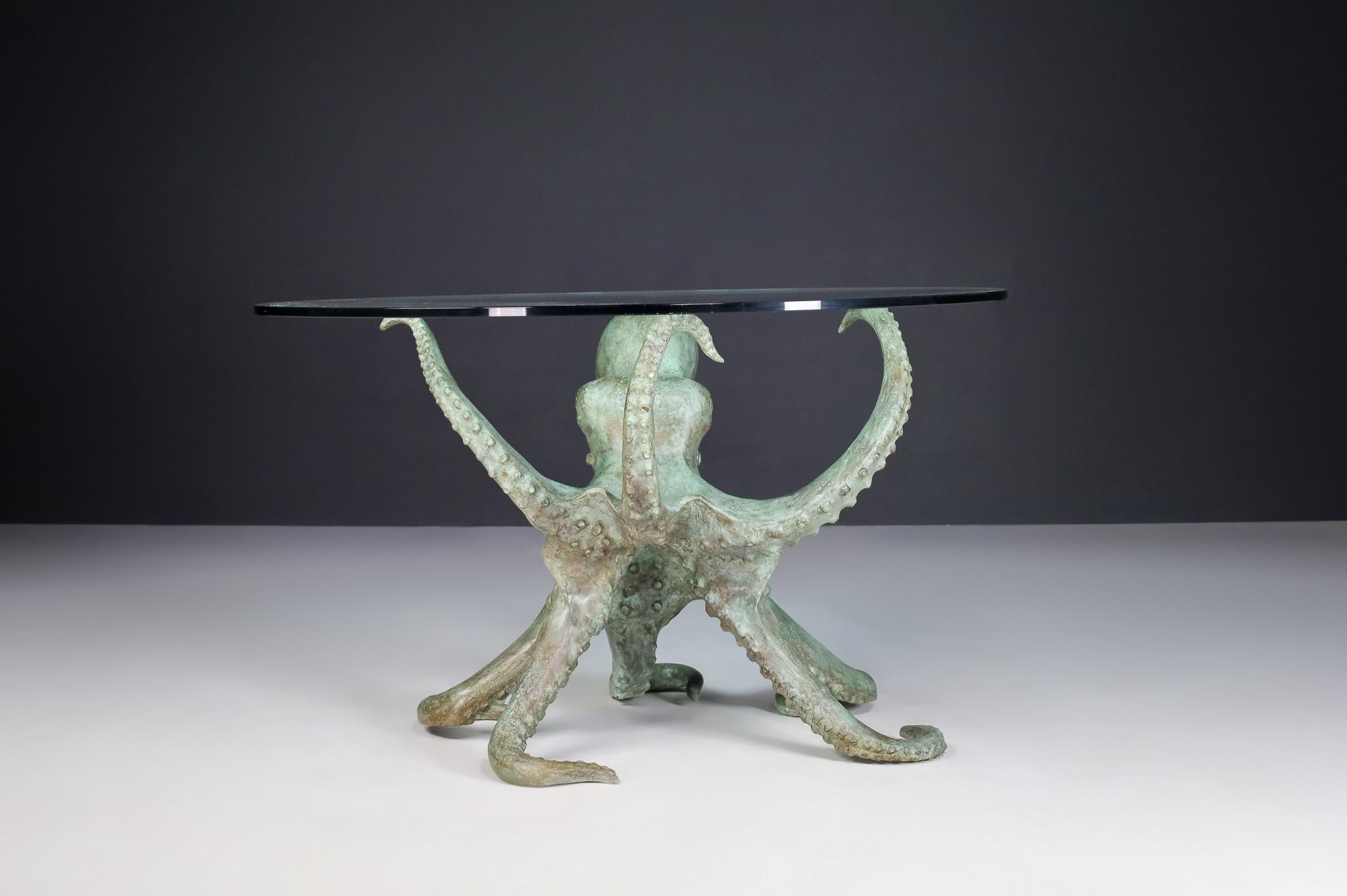Hollywood Regency Patinated Bronze Octopus Table or Sculpture, 1970s Italy For Sale