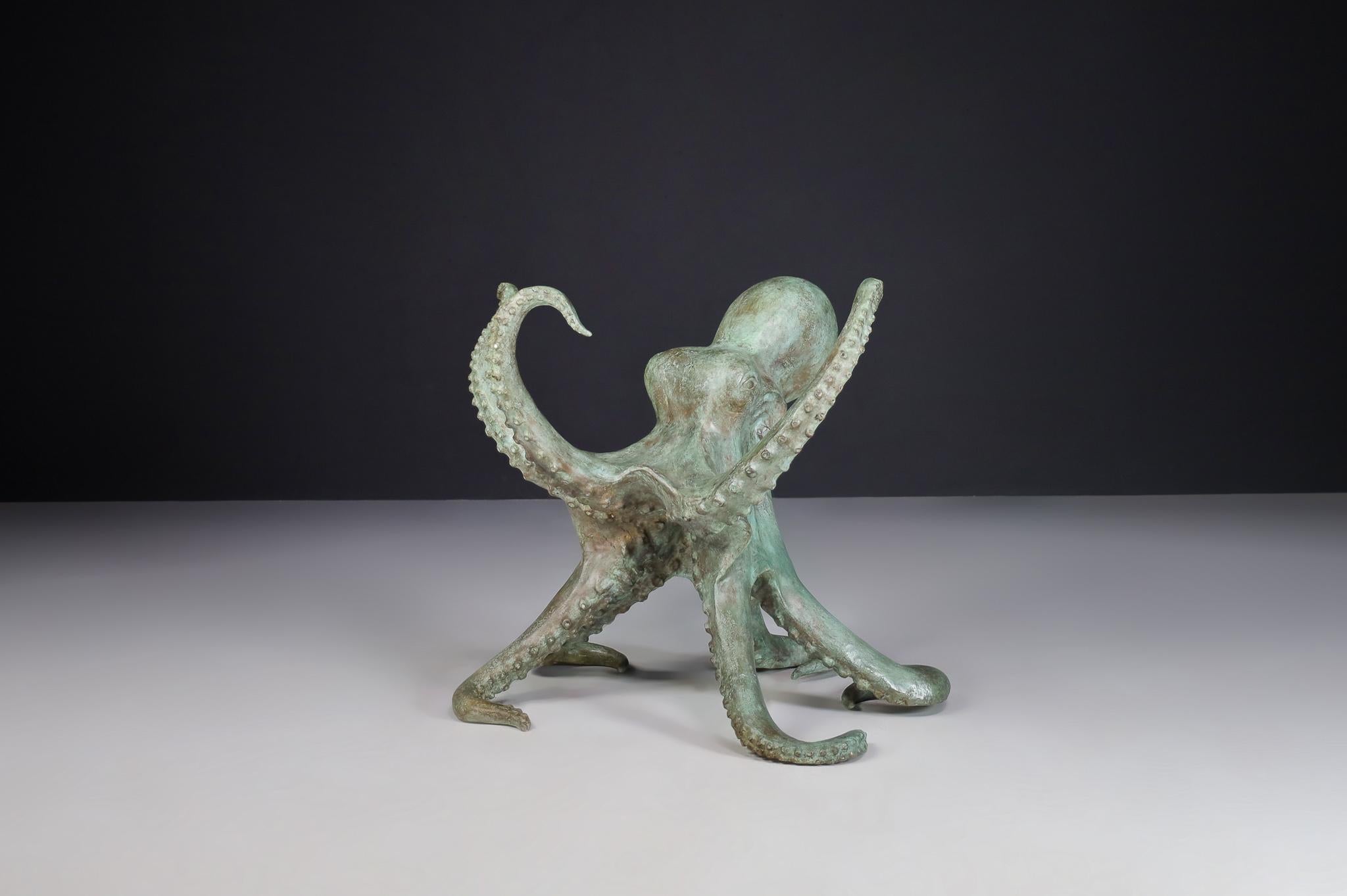 Fine XX secolo Polpo da tavolo o scultura in bronzo patinato, Italia, anni '70 in vendita