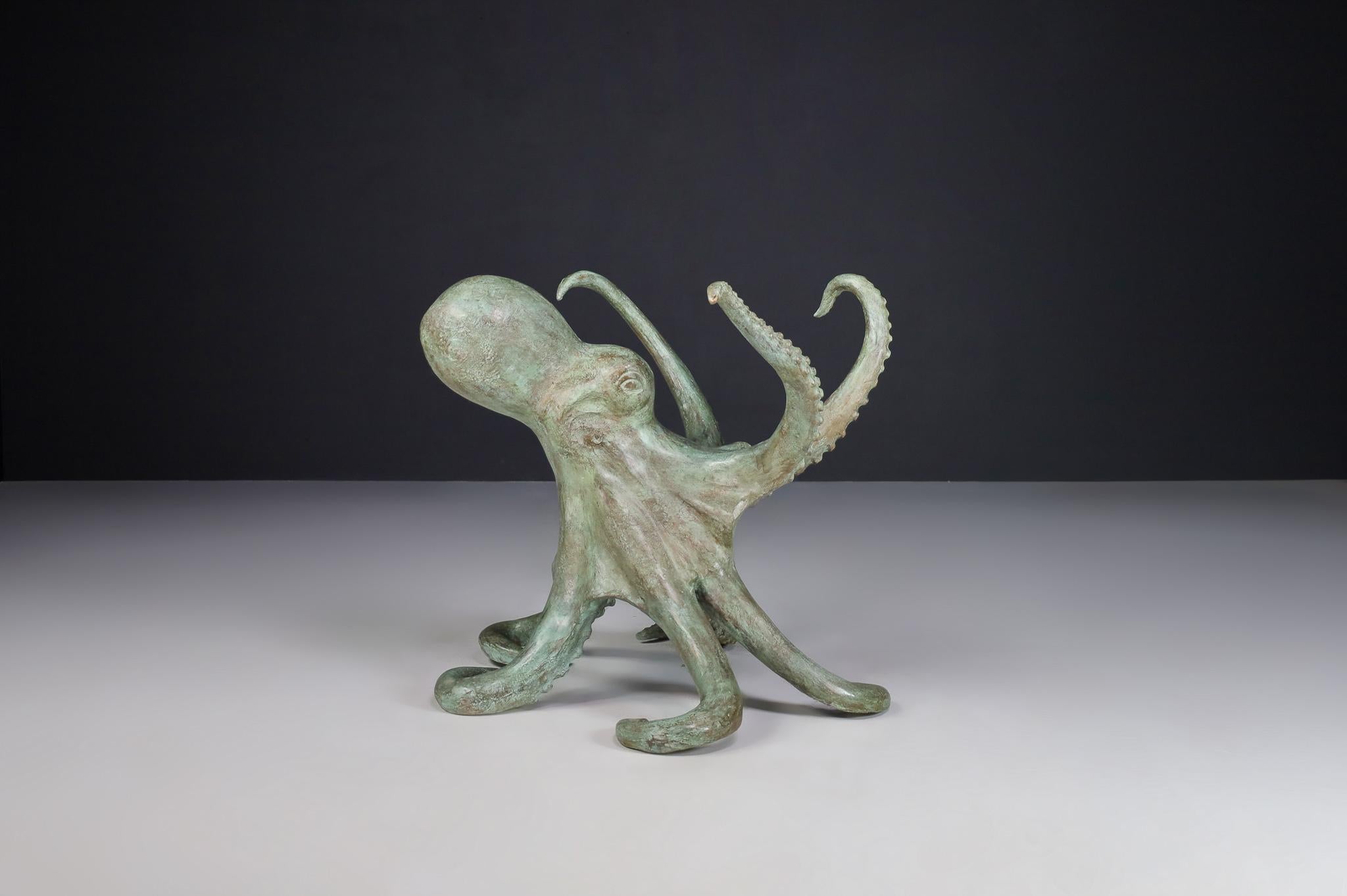 Late 20th Century Patinated Bronze Octopus Table or Sculpture, 1970s Italy For Sale