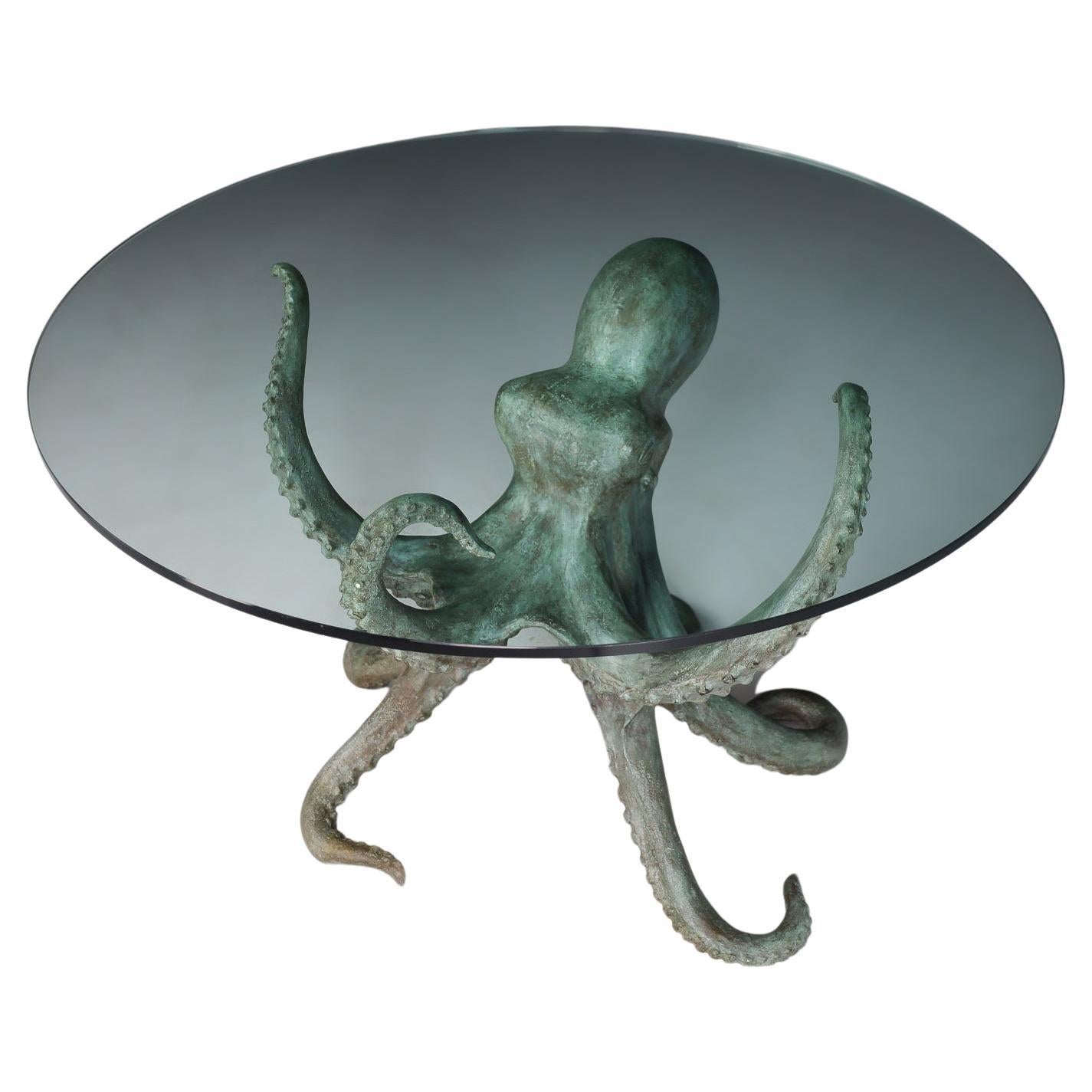 Patinated Bronze Octopus Table or Sculpture, 1970s Italy