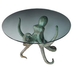 Table ou sculpture de pieuvre en bronze patiné, Italie, années 1970