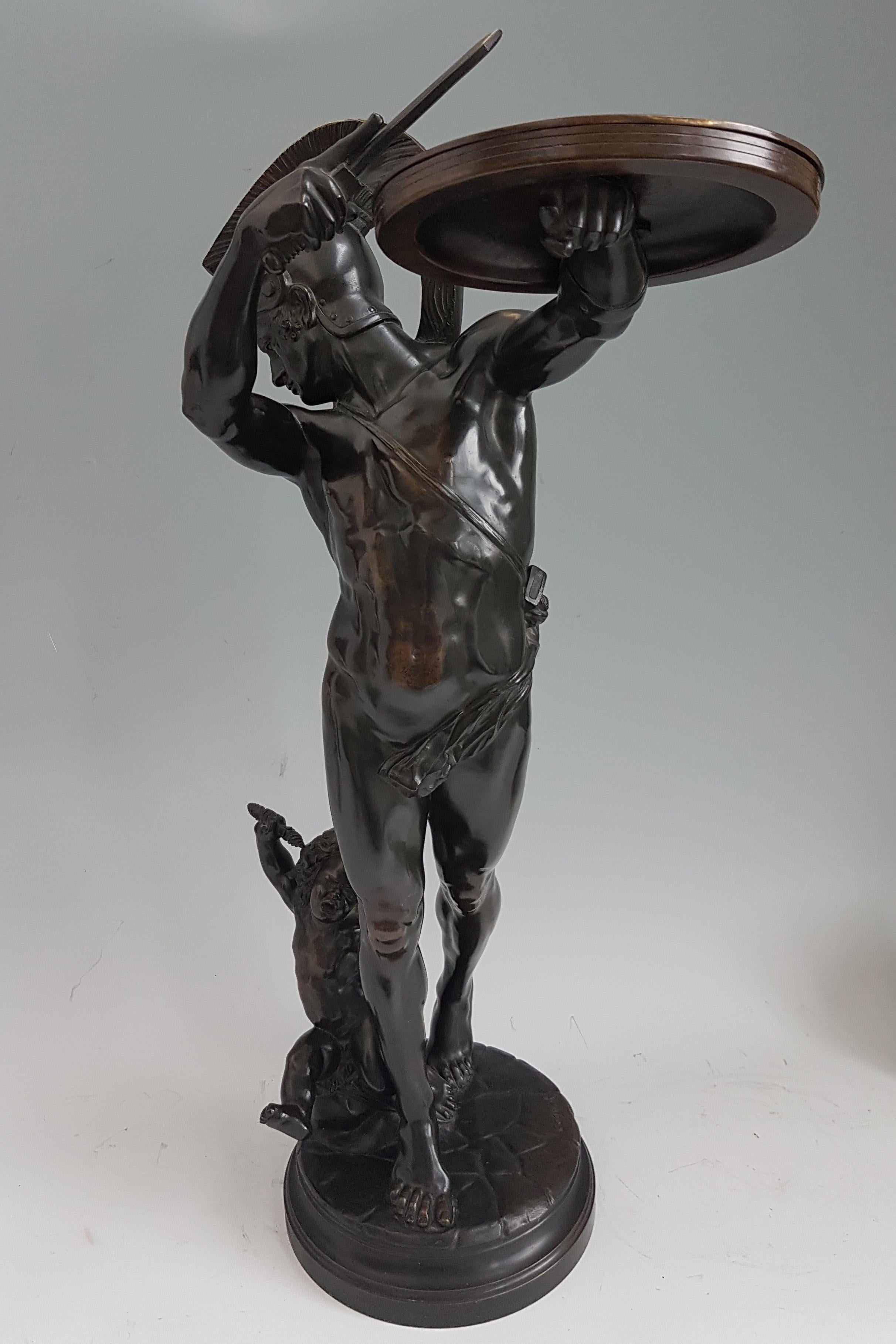 20th Century Patinated Bronze of a Gladiator and Jupiter Signed Cugnot For Sale