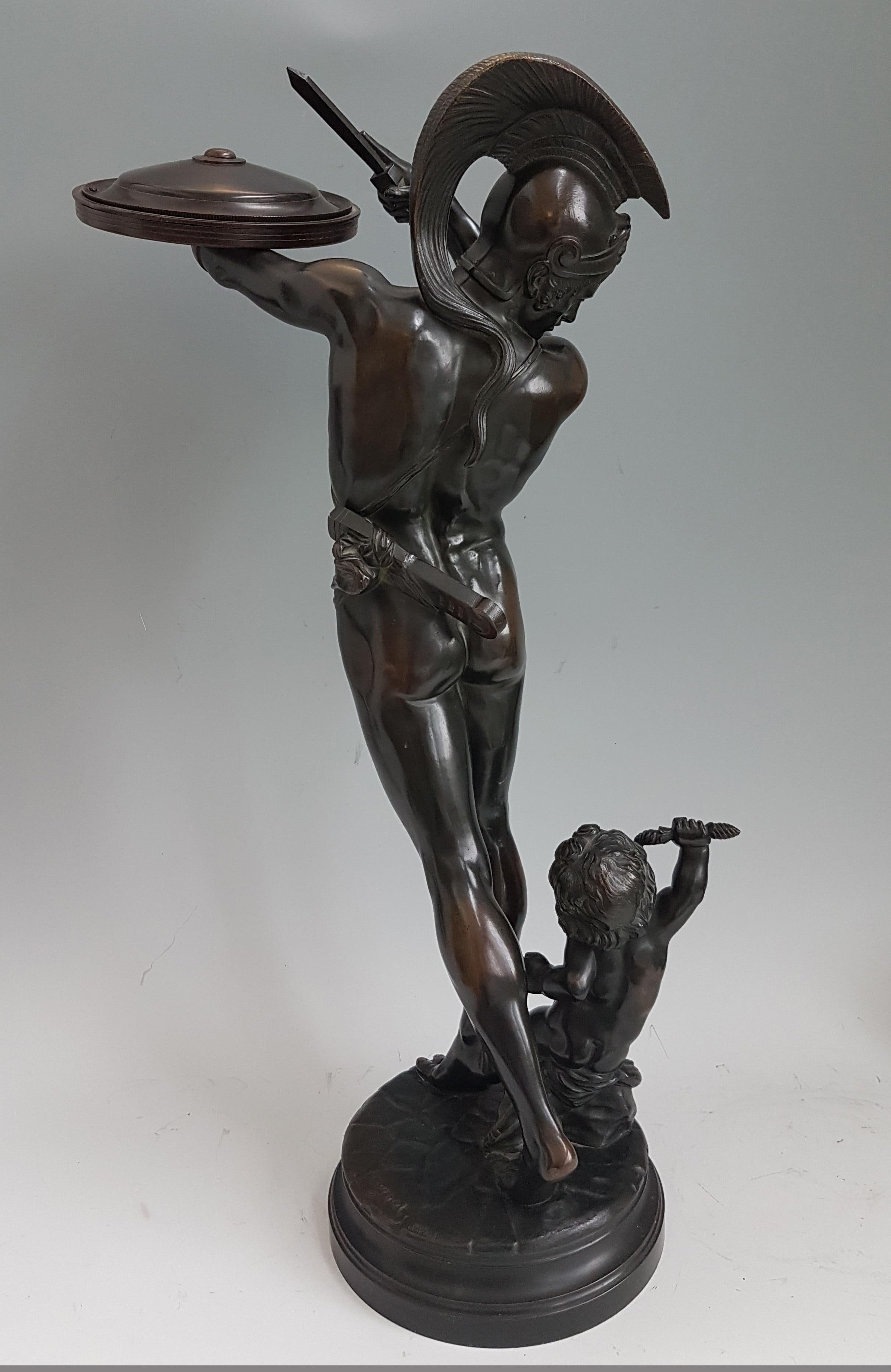 Patinated Bronze of a Gladiator and Jupiter Signed Cugnot For Sale 1