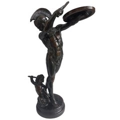 Patinated Bronze of a Gladiator and Jupiter Signed Cugnot