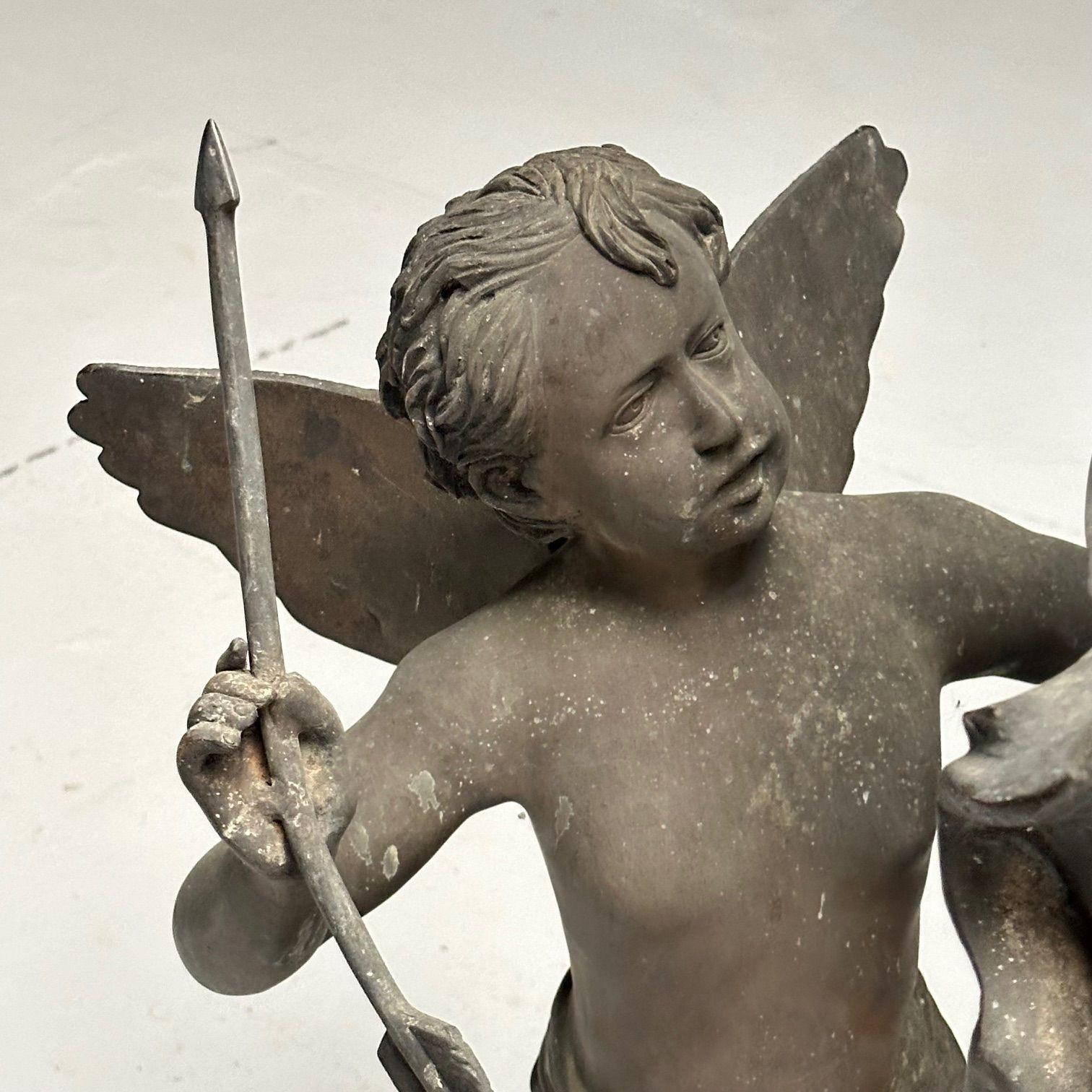 Patinierte Bronzestatue für den Außenbereich, Venus und Amor, Skulptur in Lebensgröße im Angebot 5