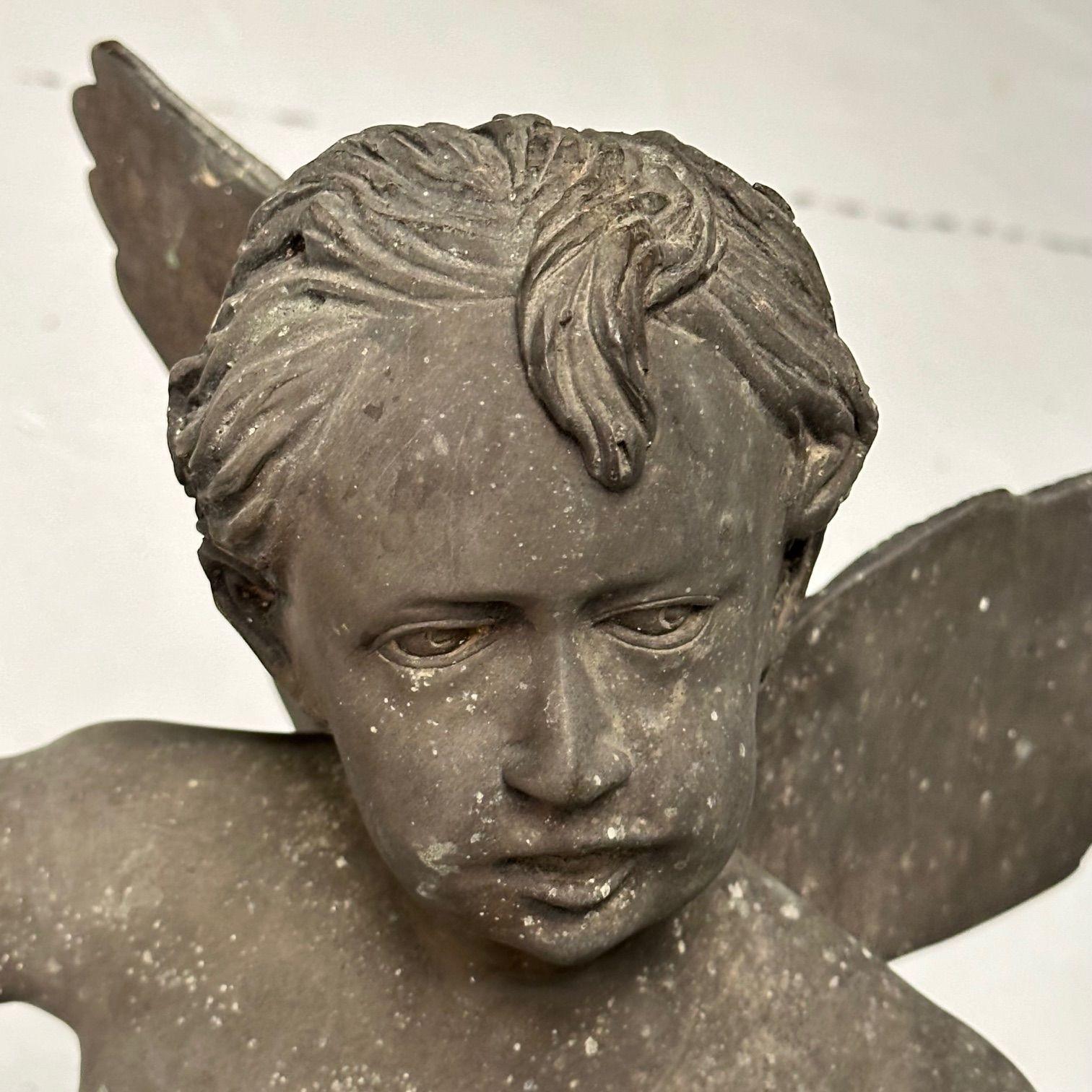 Patinierte Bronzestatue für den Außenbereich, Venus und Amor, Skulptur in Lebensgröße im Angebot 7
