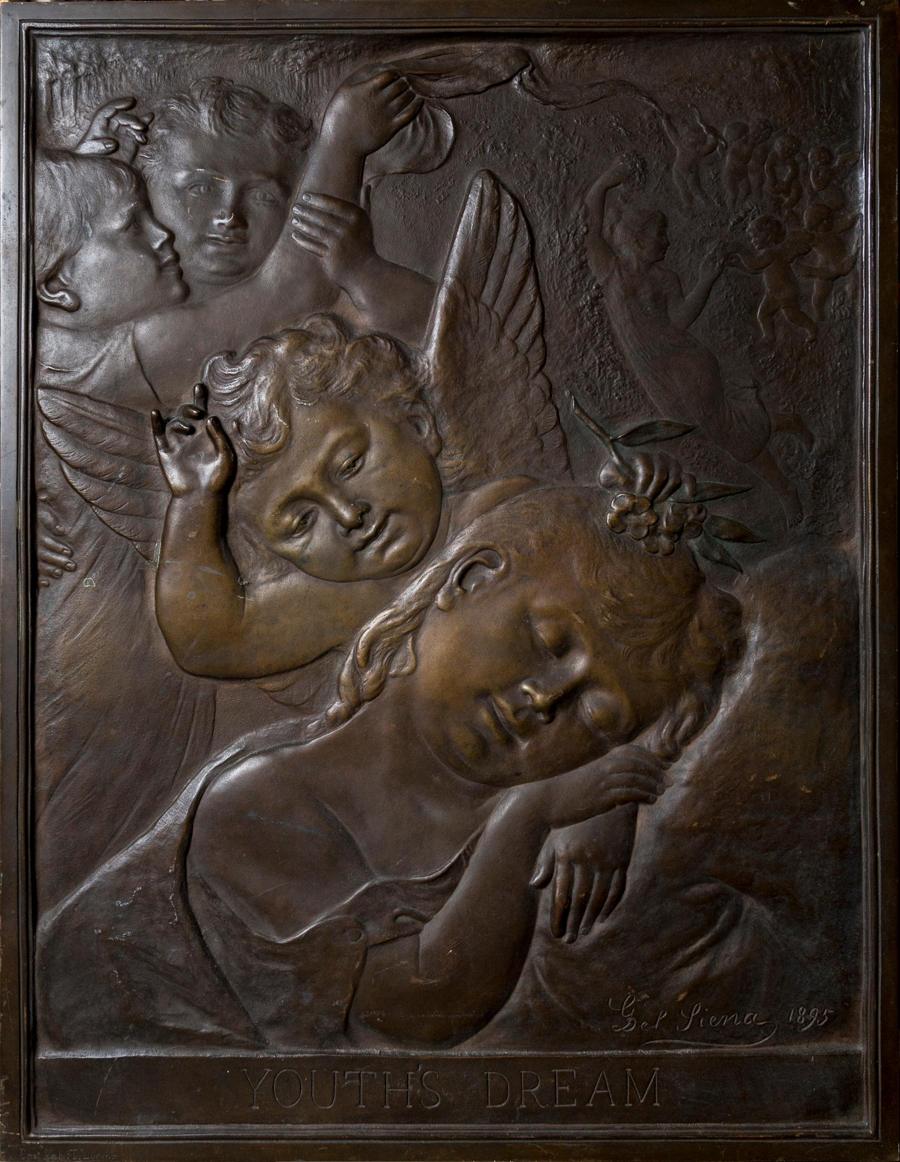 Baroque Patinated Bronze Plaque For Sale