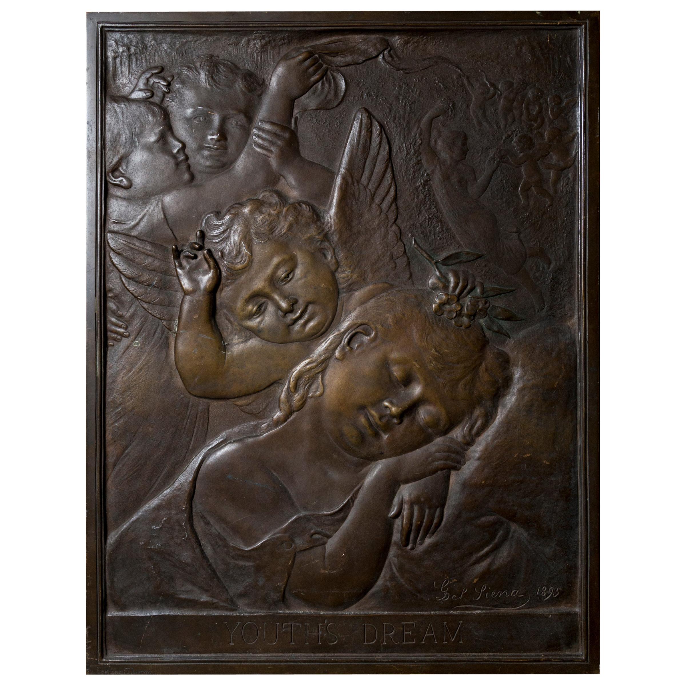 Patinated Bronze Plaque For Sale
