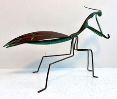 Patinated Bronze Praying Mantis Sculpture, Japan, circa 1960
