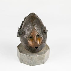 Patinated Bronze Pufferfish Sculpture, circa 1970s