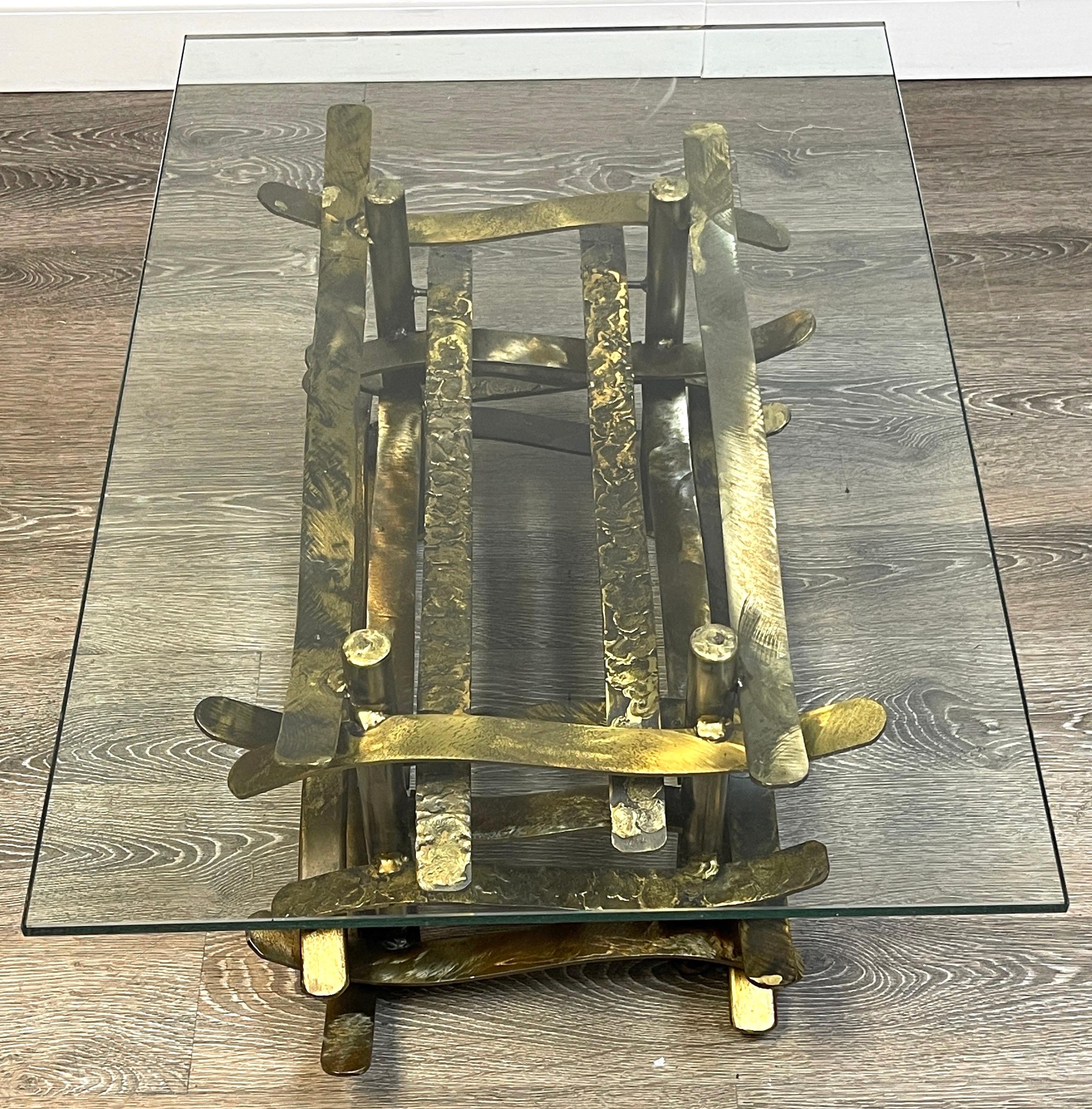 American Patinated Bronze 'Ribbon' Coffee Table by Silas Seandel, 1978 For Sale