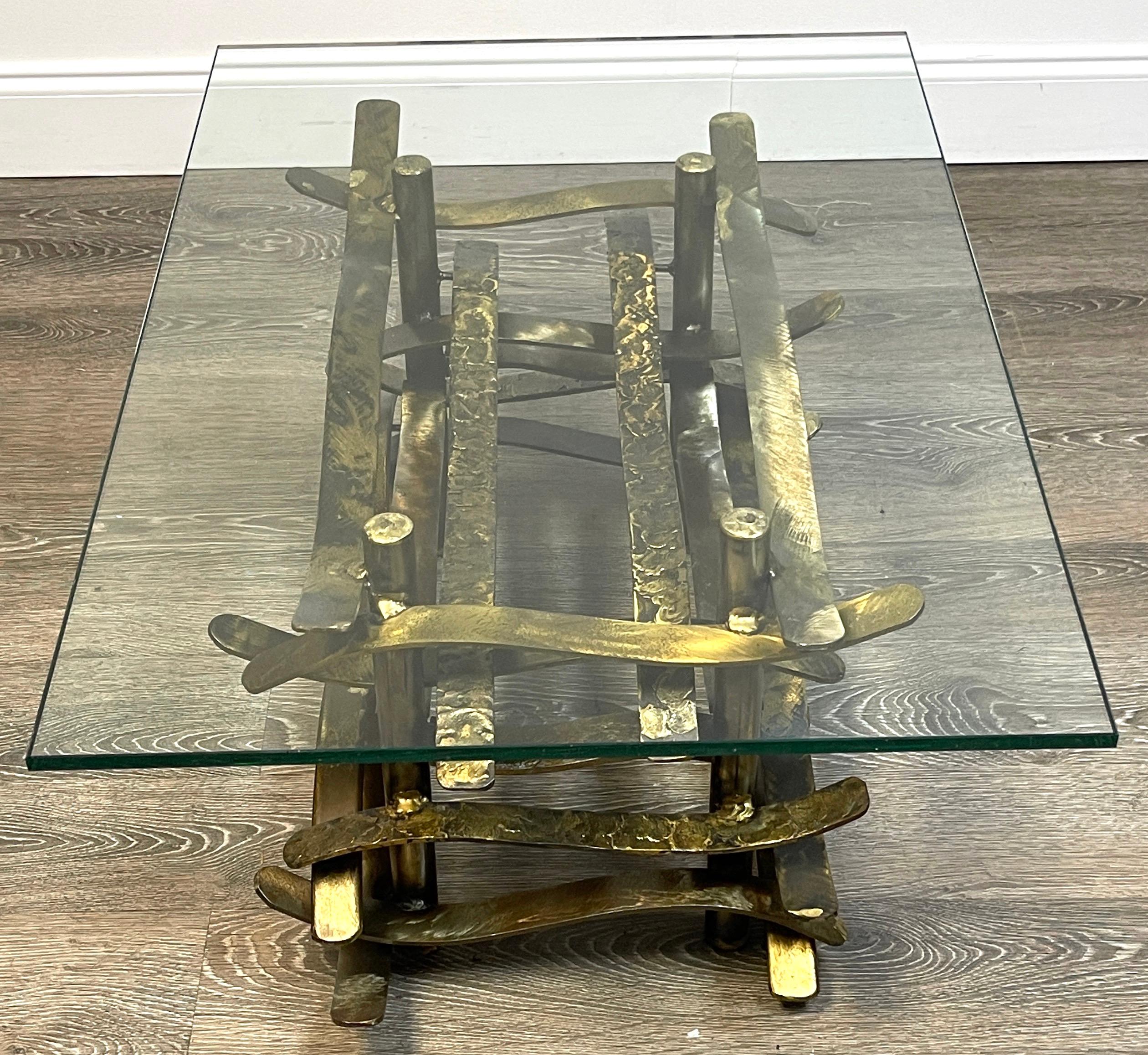 20th Century Patinated Bronze 'Ribbon' Coffee Table by Silas Seandel, 1978 For Sale