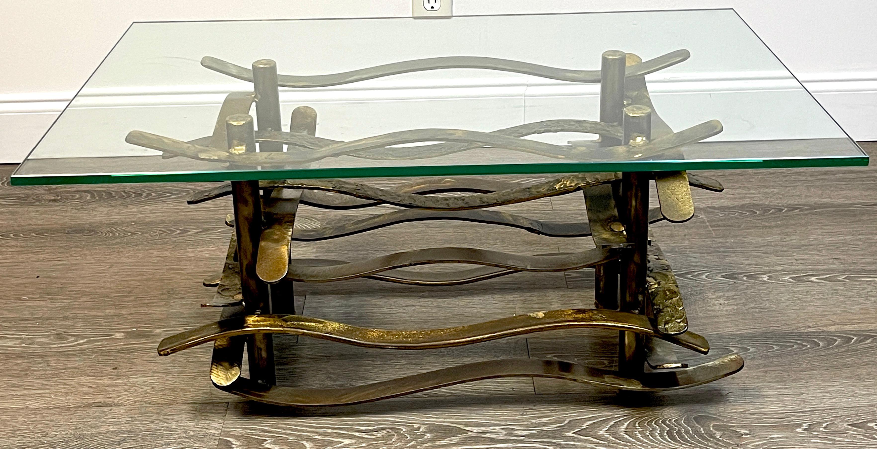 Patinated Bronze 'Ribbon' Coffee Table by Silas Seandel, 1978 For Sale 1