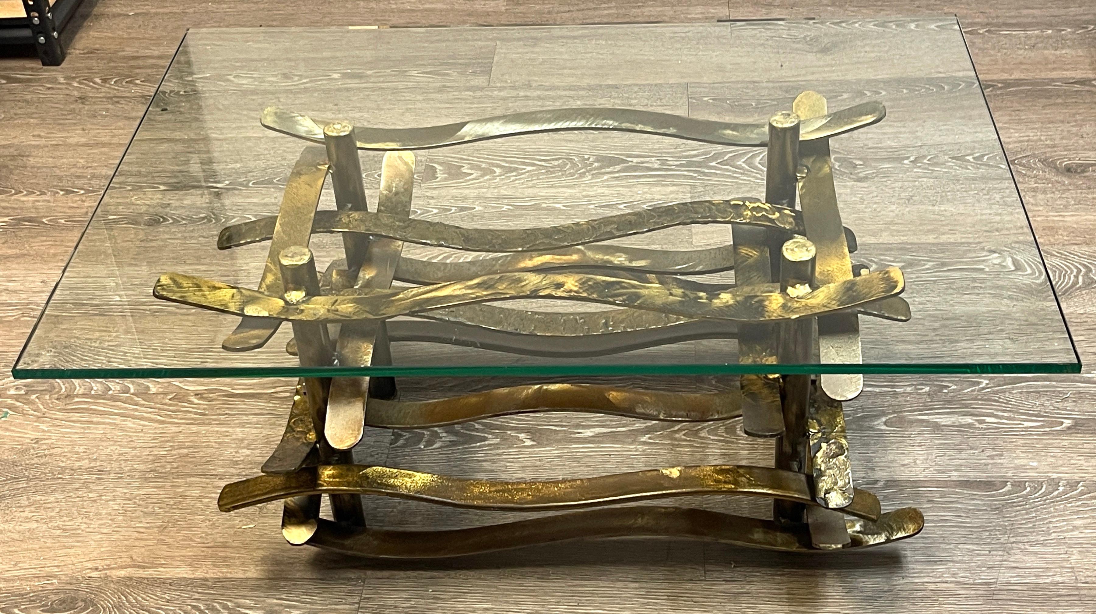 Patinated Bronze 'Ribbon' Coffee Table by Silas Seandel, 1978 For Sale 2