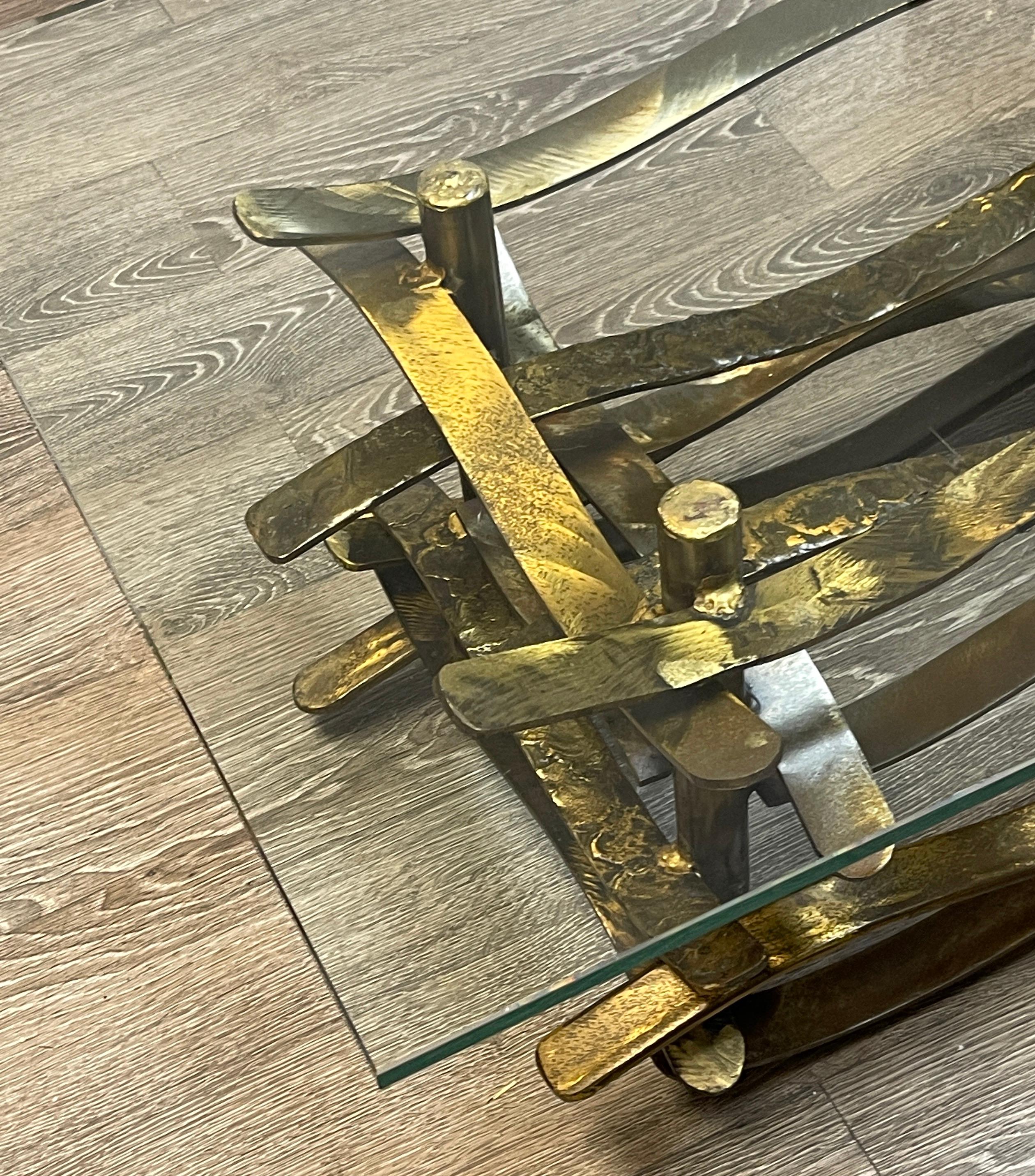 Patinated Bronze 'Ribbon' Coffee Table by Silas Seandel, 1978 For Sale 3