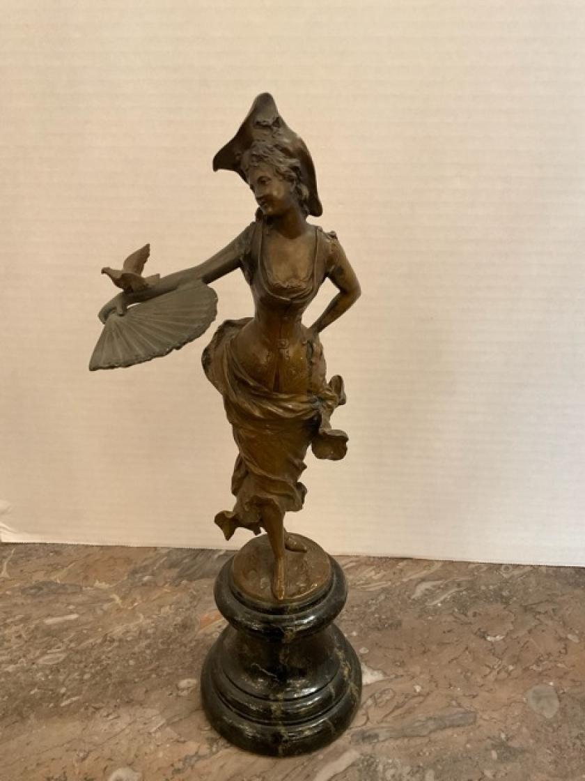 Cast Patinated Bronze Rococo Style Sculpture For Sale