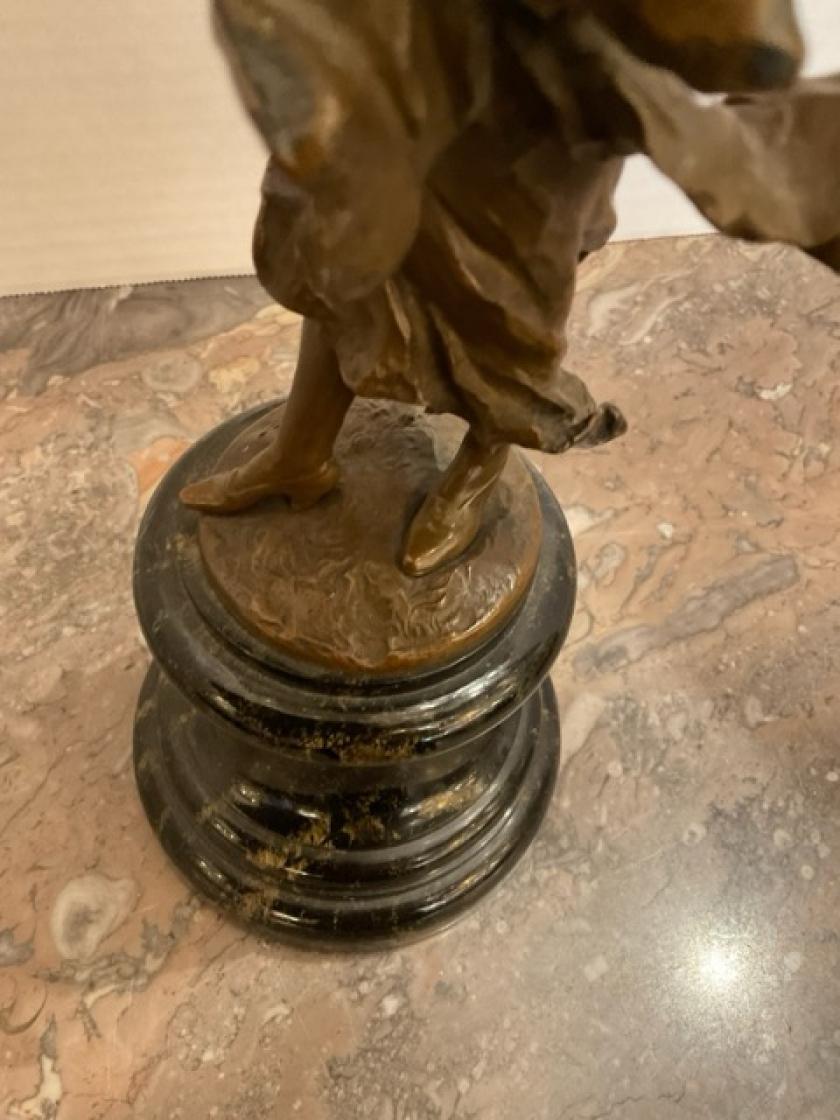 Patinated Bronze Rococo Style Sculpture In Good Condition For Sale In Dallas, TX