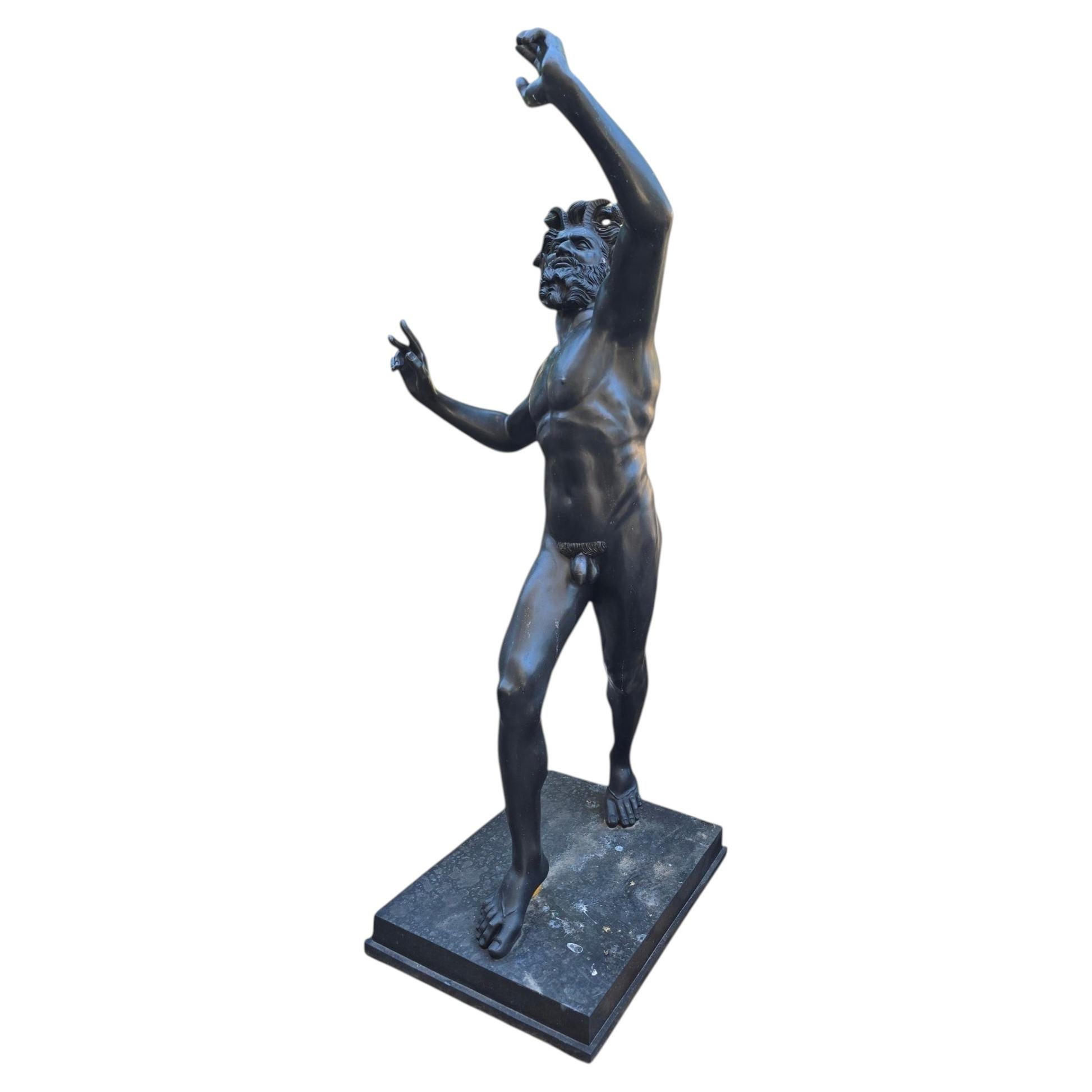 Patinated Bronze Roman Faun of Good Fortune after the Pompeii Original
