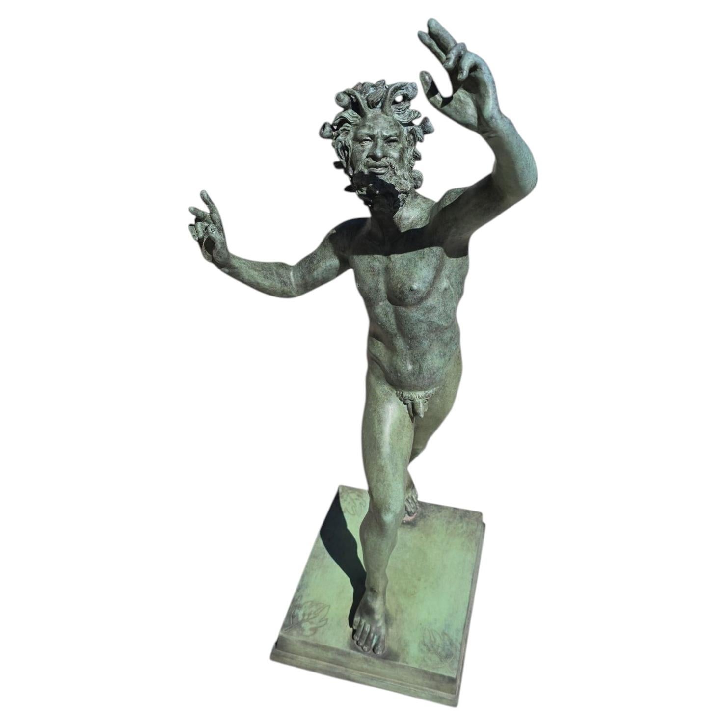 Patinated Bronze Roman Faun of Good Fortune after the Pompeii Original