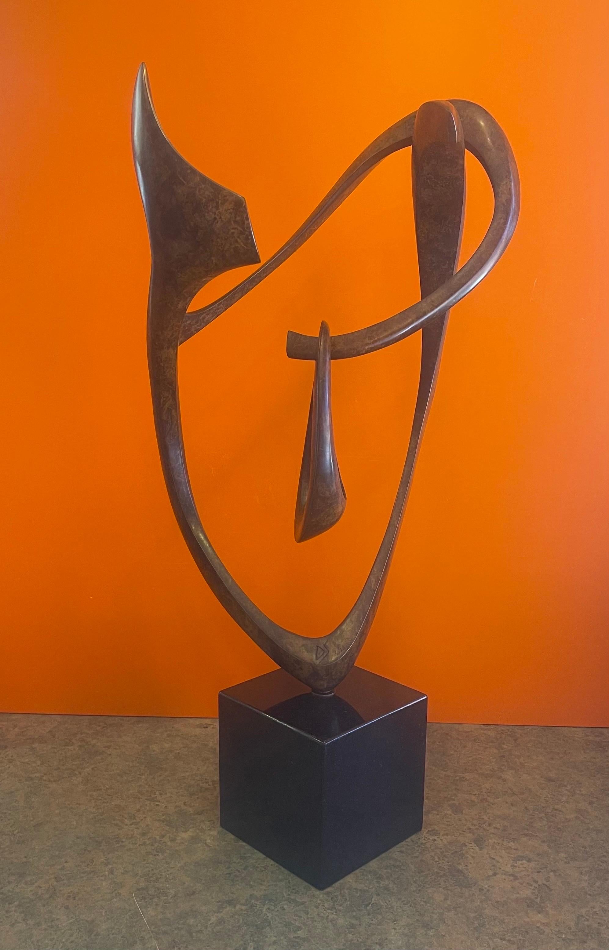 Patinated Bronze Rotating Abstract Sculpture on Marble Base by Dennis Sohocki 6