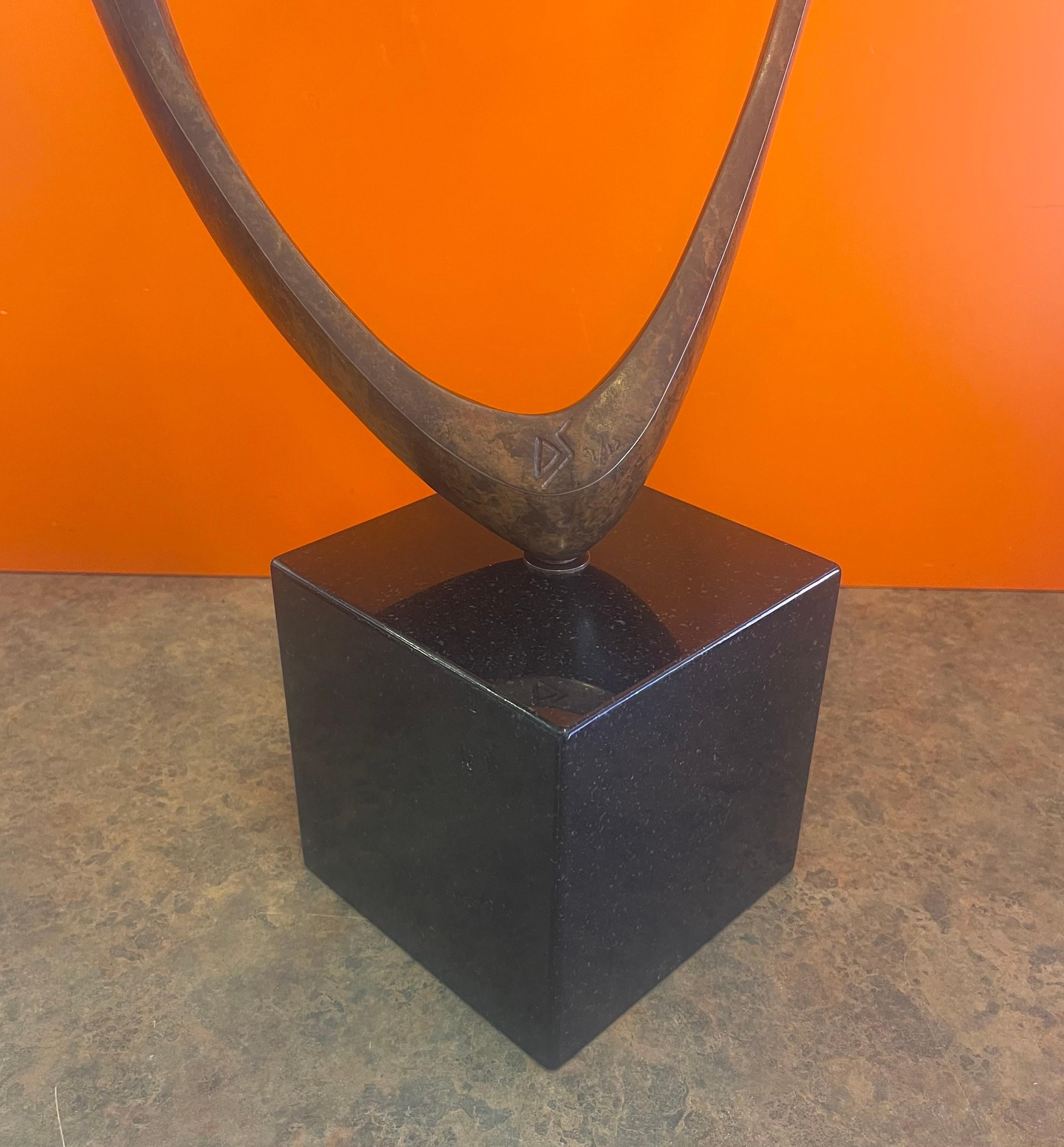 Patinated Bronze Rotating Abstract Sculpture on Marble Base by Dennis Sohocki 8