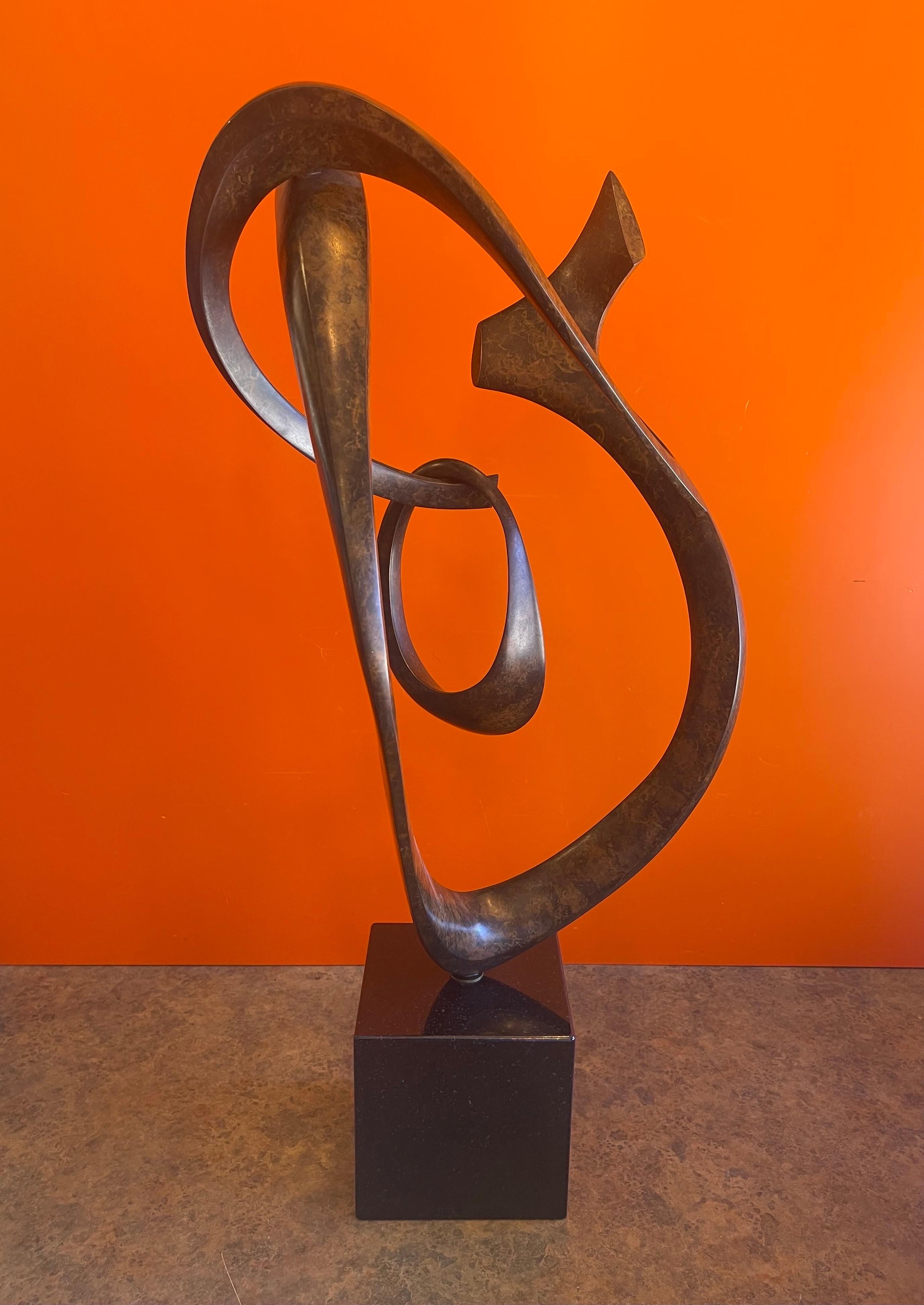 Patinated Bronze Rotating Abstract Sculpture on Marble Base by Dennis Sohocki 13