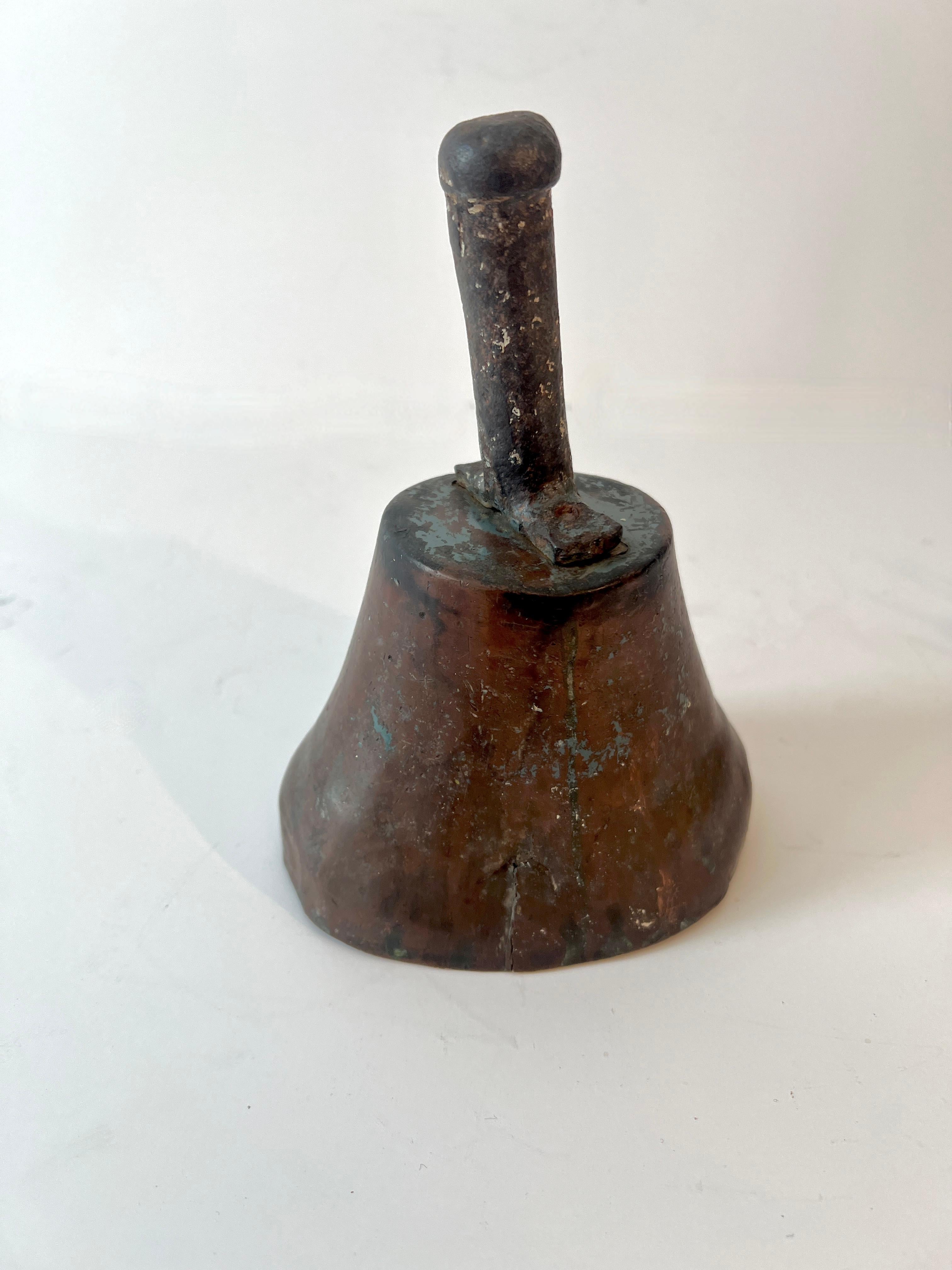 Early Victorian Patinated Bronze School Bell or Town Crier Bell For Sale