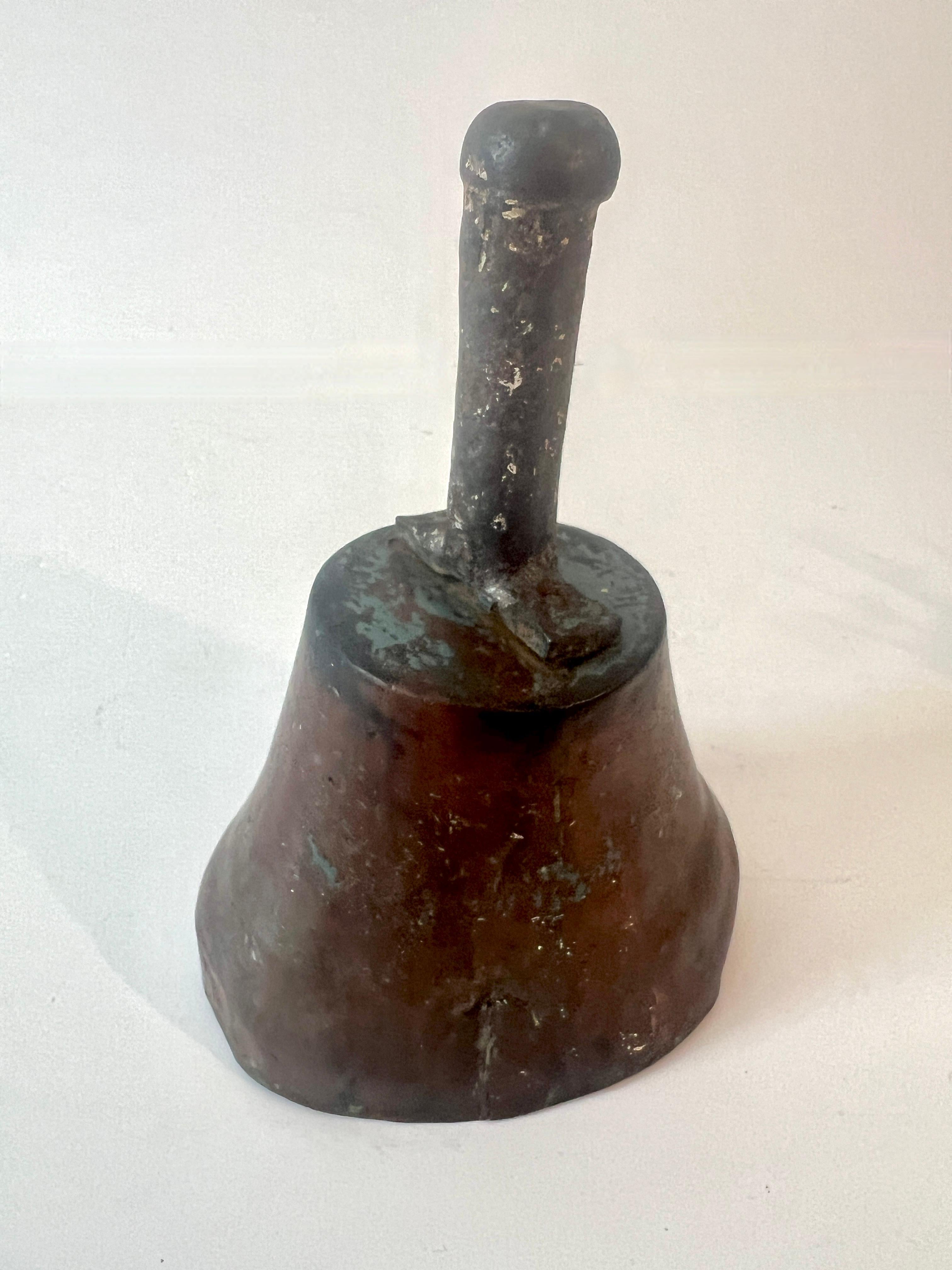 Patinated Bronze School Bell or Town Crier Bell For Sale 2