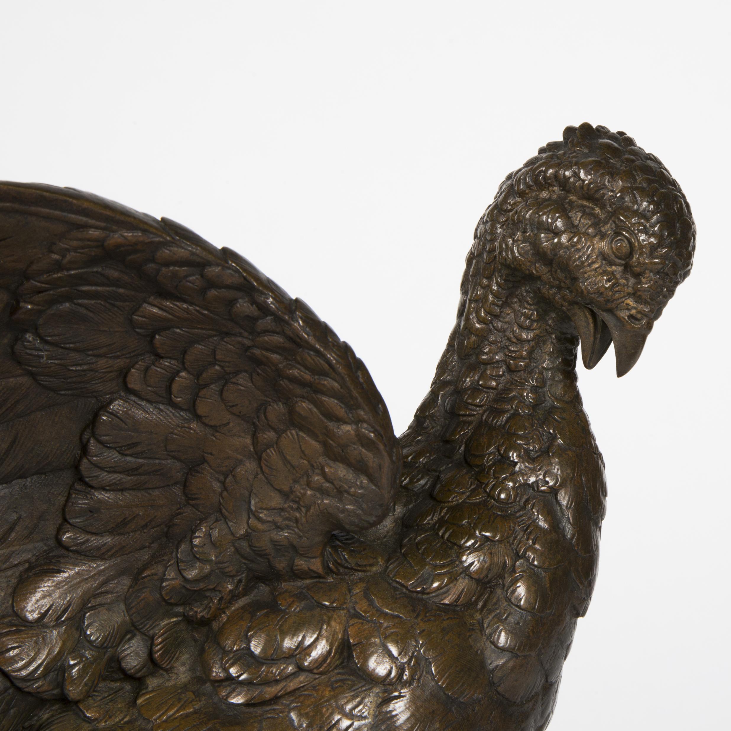 Scultura di Edouard Delabrierre in bronzo patinato, periodo Napoleone III, 1880.
H. H. 32 cm, L. 43 cm, P. 23 cm.