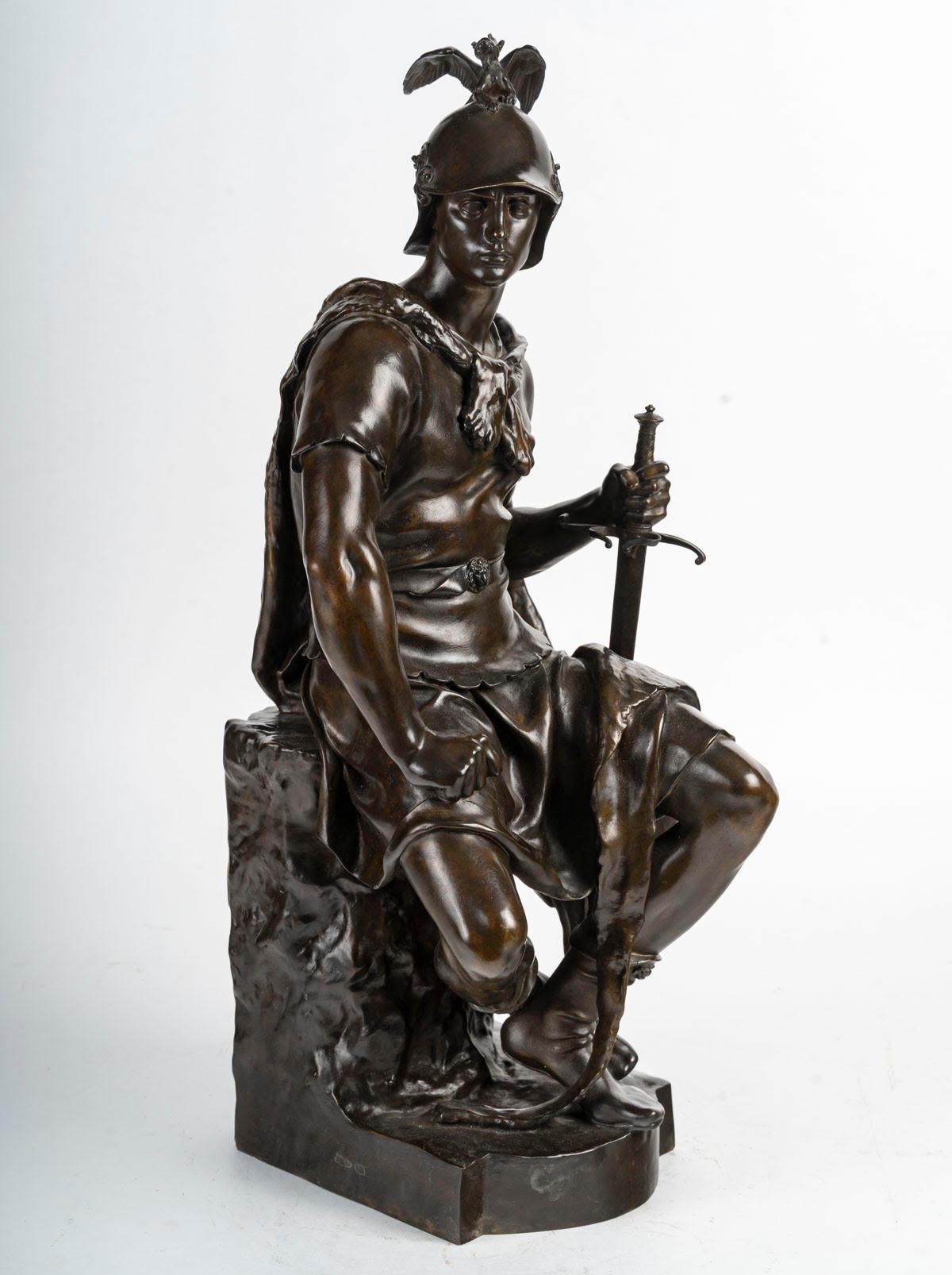 Patinated bronze sculpture by Paul Dubois, 19th century, Napoleon III period.

19th-century patinated bronze sculpture from the Napoleon III period by Paul Dubois, cast by Barbedienne, representing military courage, beautiful brown patina.
H: 52cm,