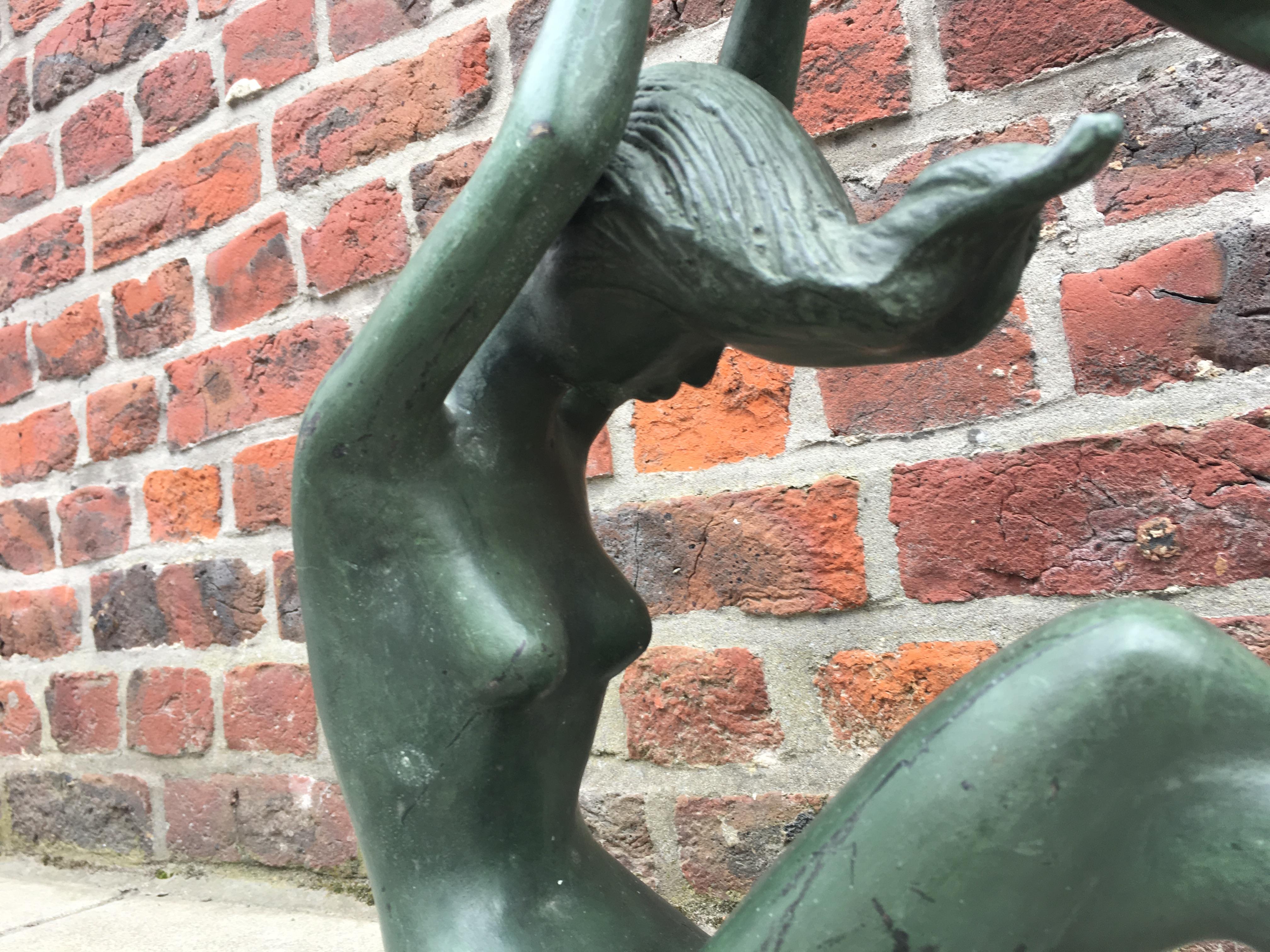 European Patinated Bronze Sculpture, circa 1970, Creator to Identify For Sale