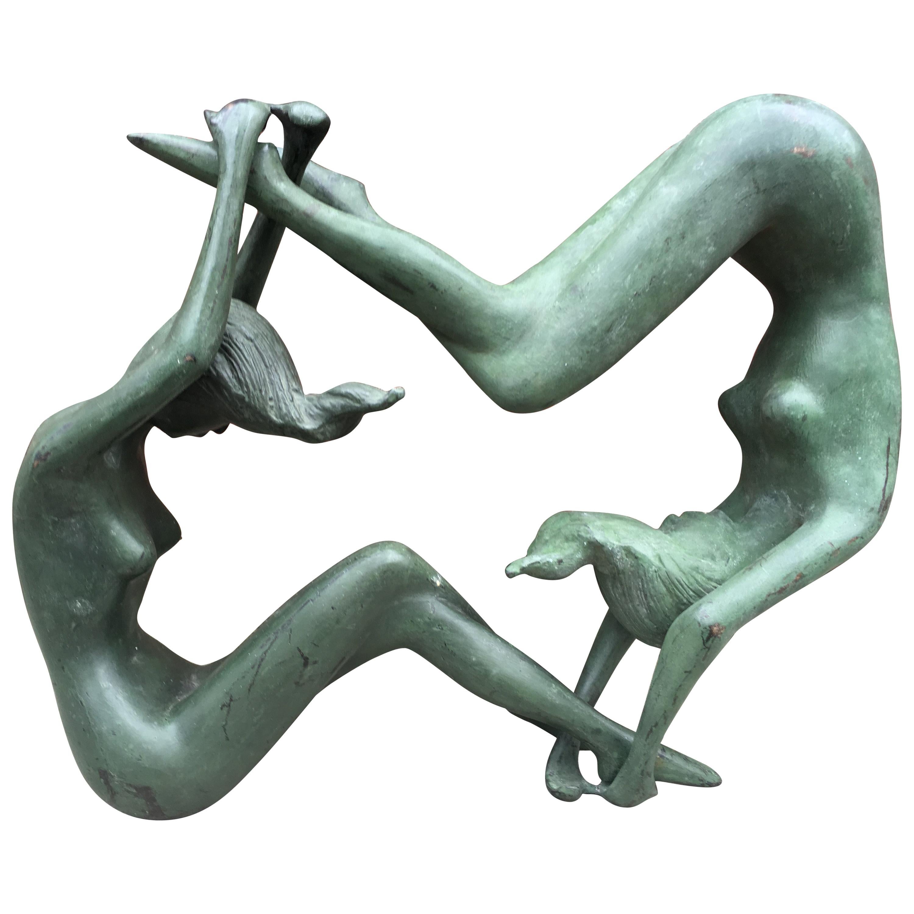 Sculpture en bronze patiné, vers 1970, Créateur à identifier