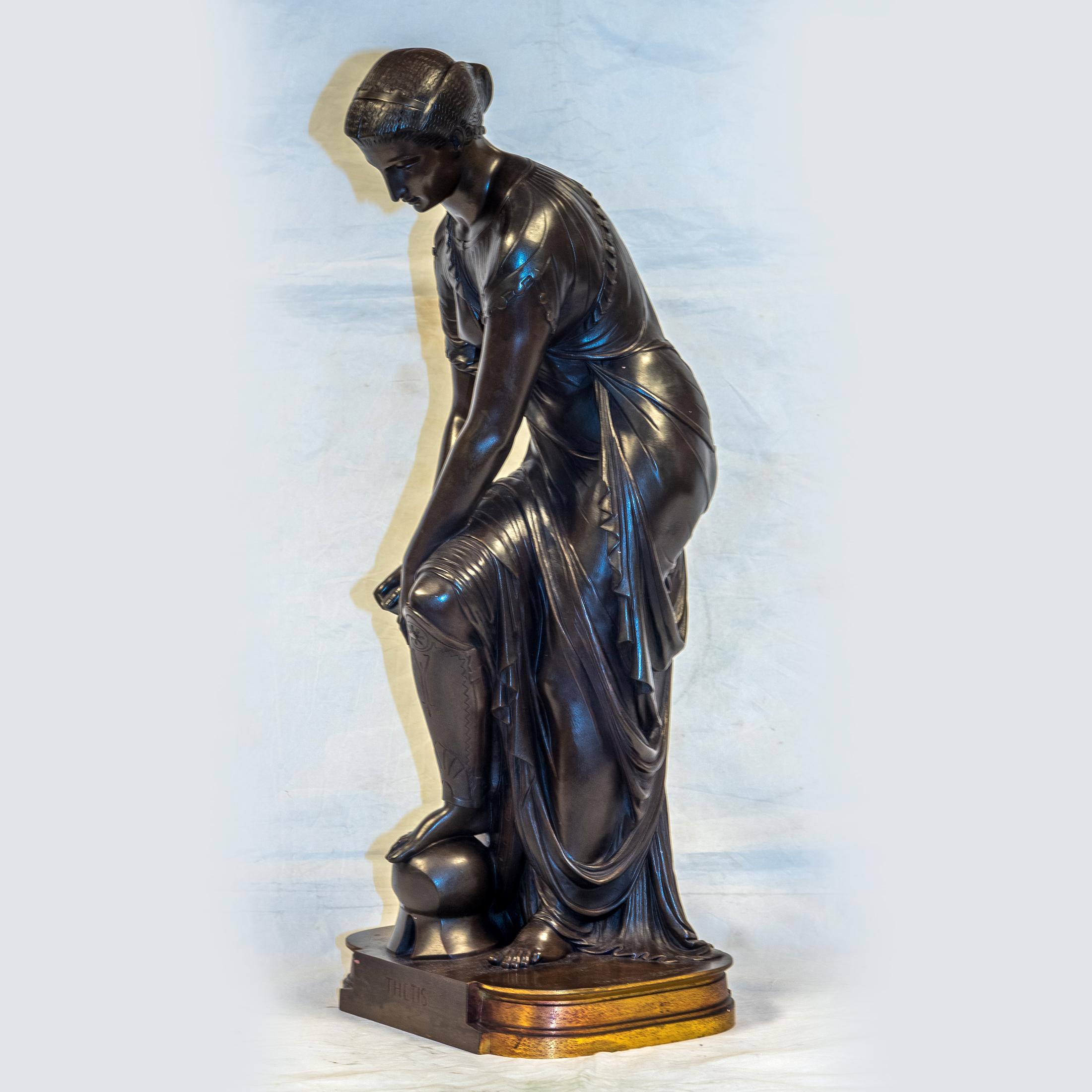 French Patinated Bronze Sculpture Depicting Thetis by Emile Hebert For Sale