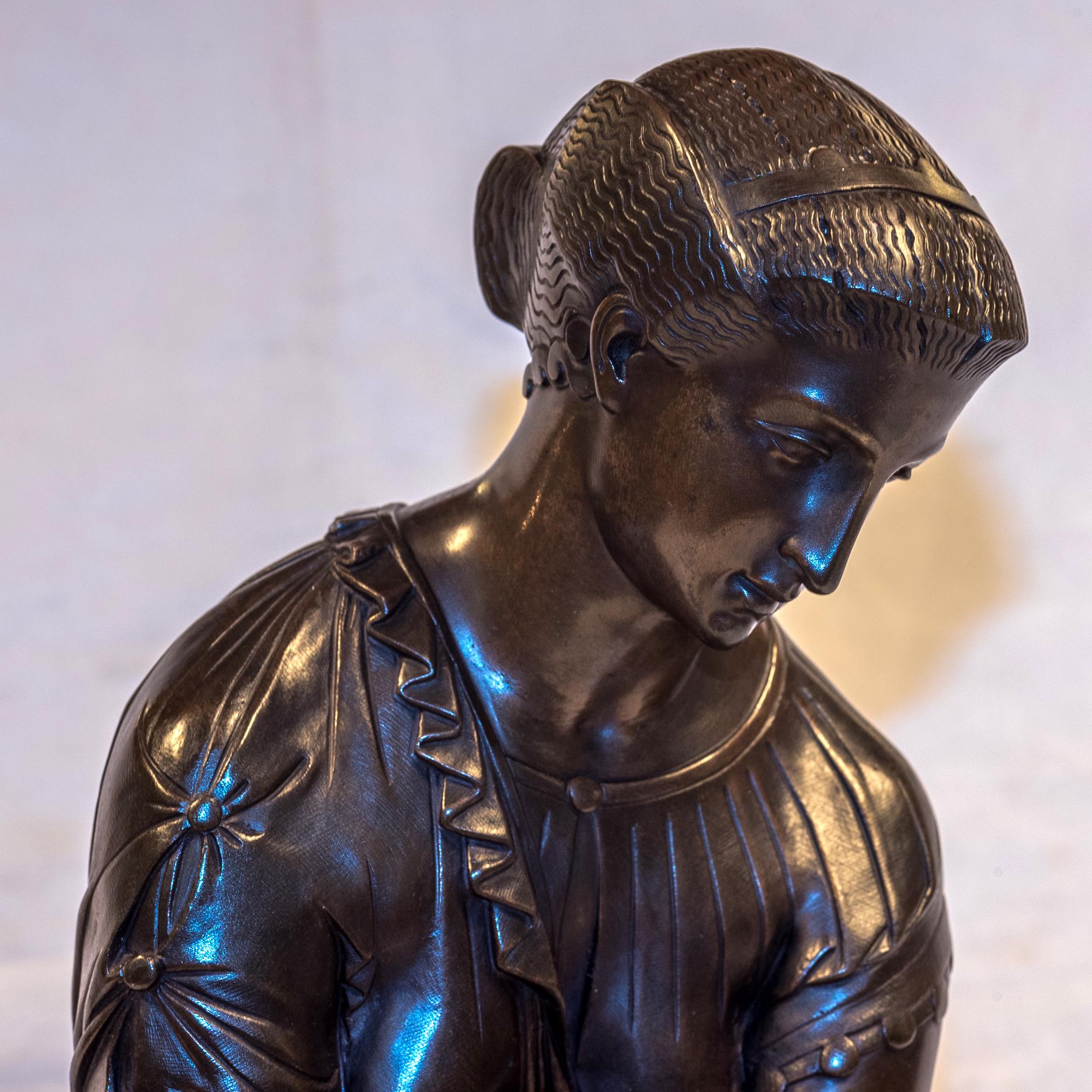 Patinated Bronze Sculpture Depicting Thetis by Emile Hebert In Good Condition For Sale In New York, NY