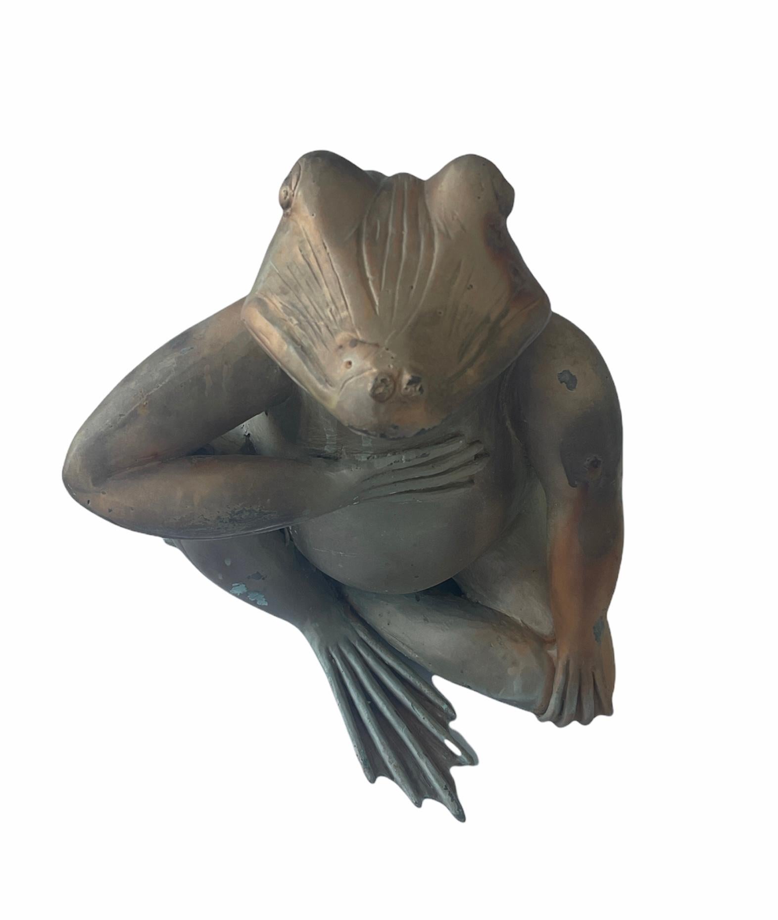 Sculpture/Figure d'une grenouille en bronze patiné en vente 5
