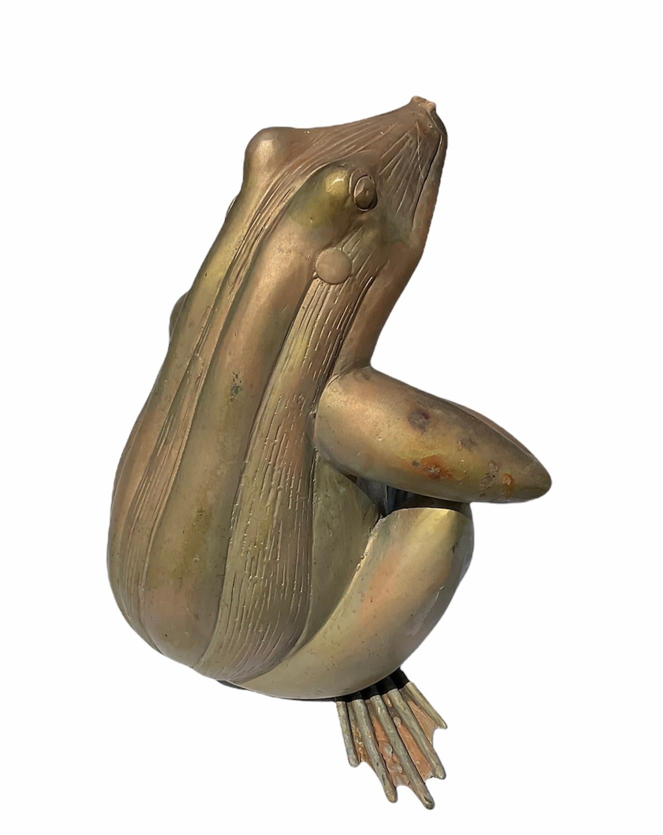 Inconnu Sculpture/Figure d'une grenouille en bronze patiné en vente