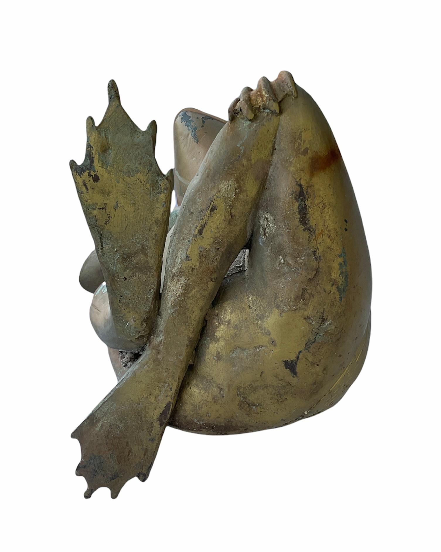 Sculpture/Figure d'une grenouille en bronze patiné Bon état - En vente à Guaynabo, PR