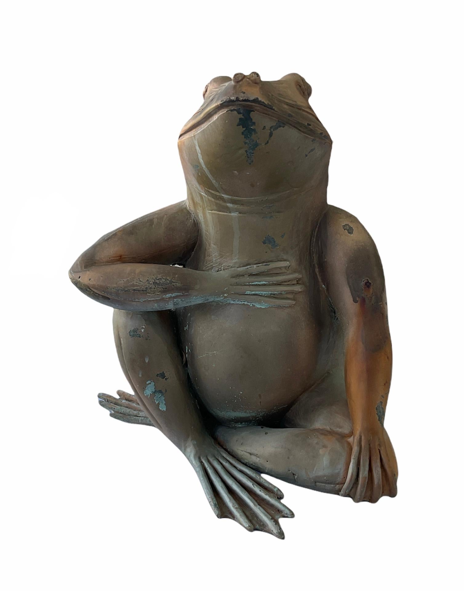 Bronze Sculpture/Figure d'une grenouille en bronze patiné en vente