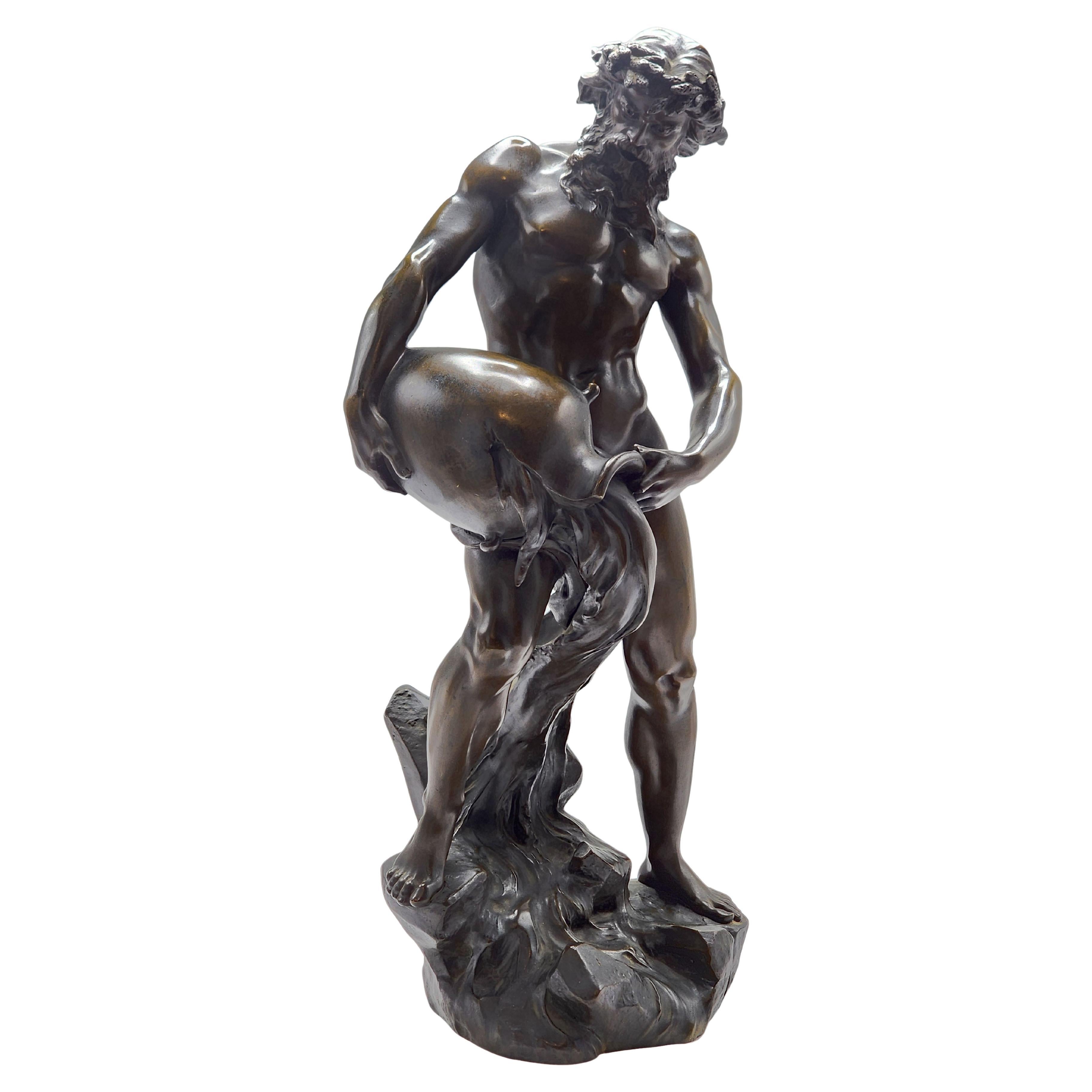 Escultura de bronce patinado "Le Torrent" de Jean-Baptiste Germain