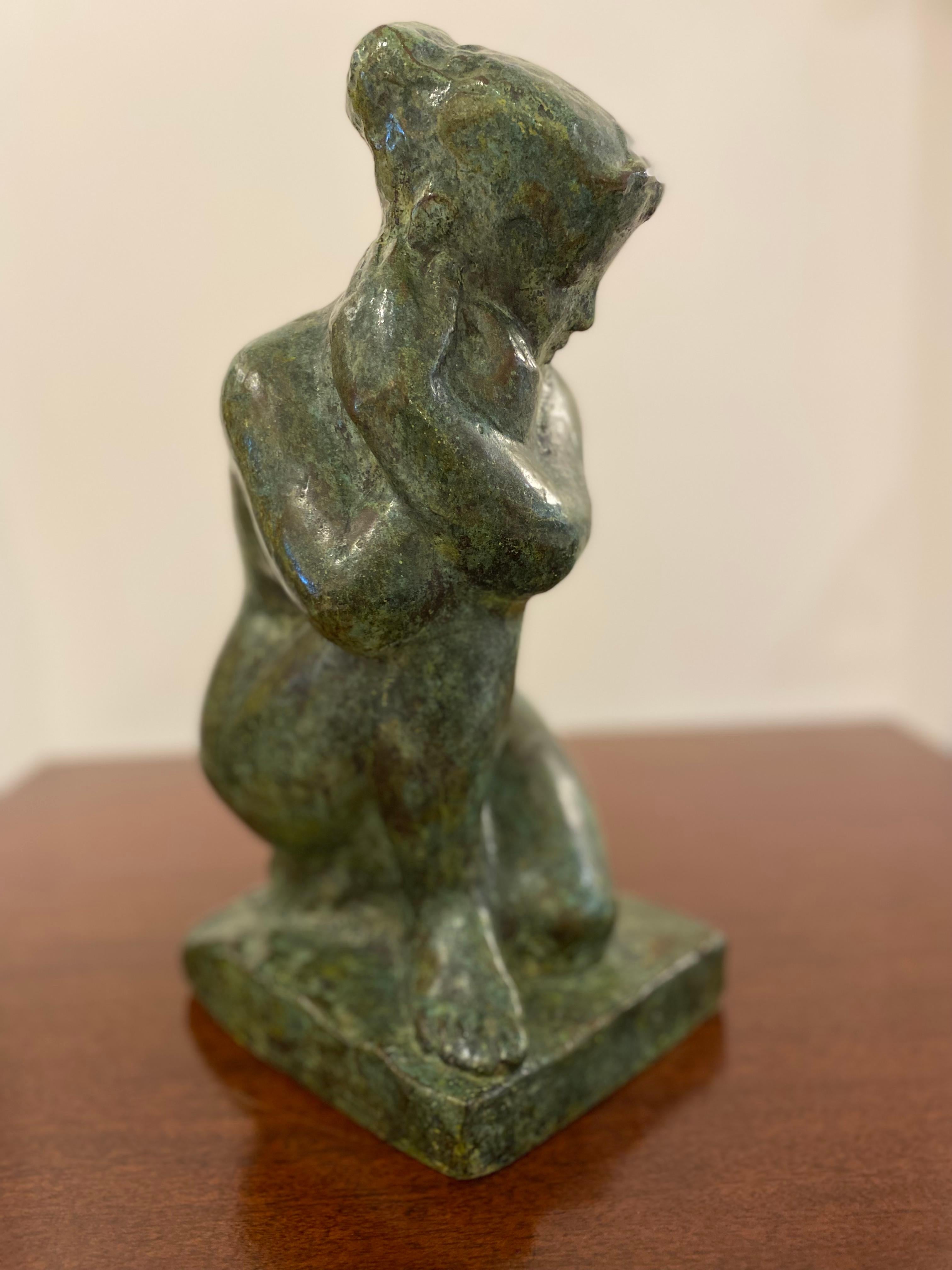 Patinated Bronze Sculpture of a Kneeling Woman by Guy Charles Revol '1912-1991' For Sale 3