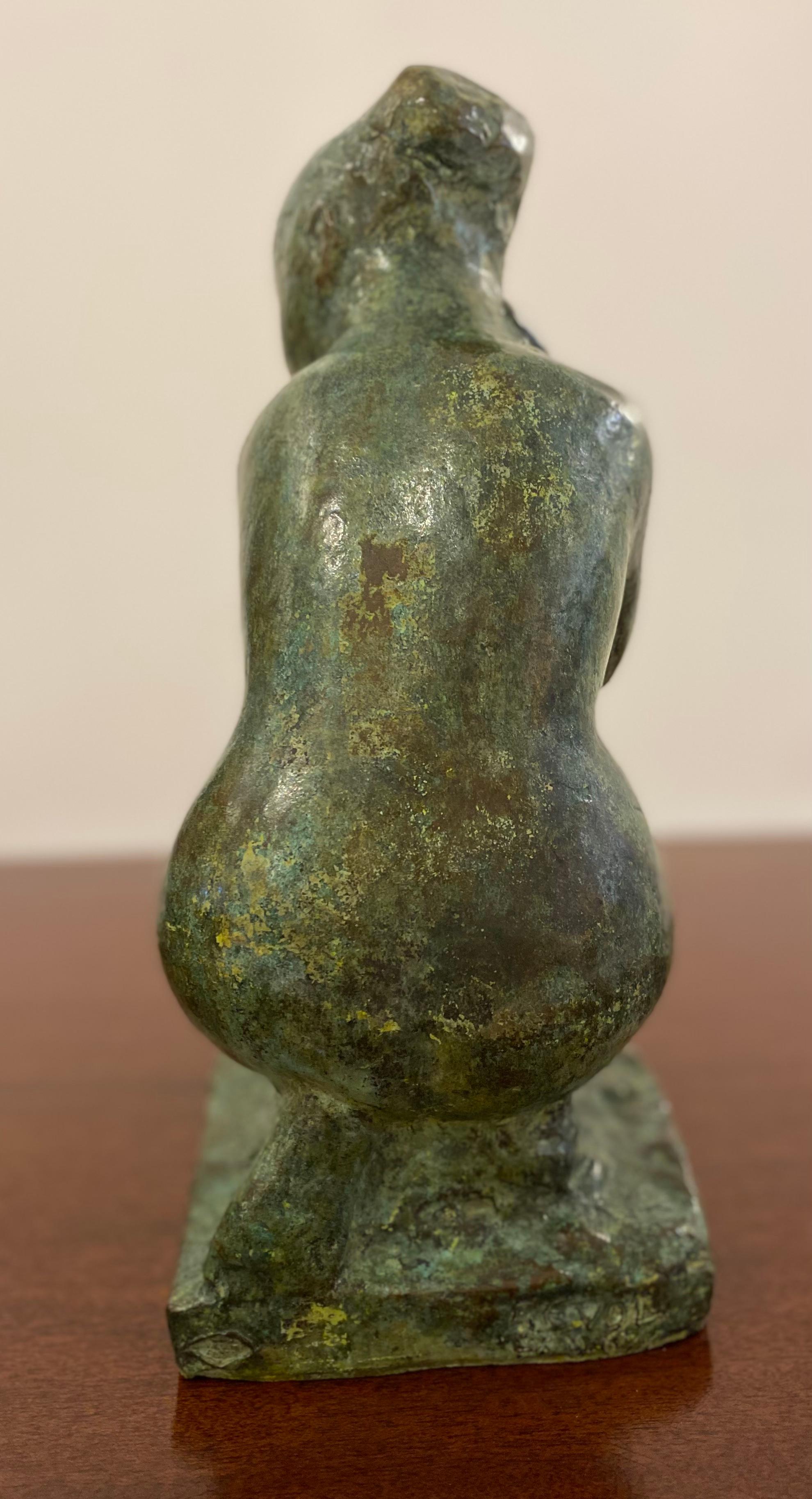 Mid-20th Century Patinated Bronze Sculpture of a Kneeling Woman by Guy Charles Revol '1912-1991' For Sale