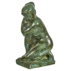 Patinated Bronze Sculpture of a Kneeling Woman by Guy Charles Revol '1912-1991'