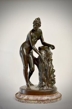 Patinated Bronze Sculpture of a Standing Woman Signed Malvina Brach