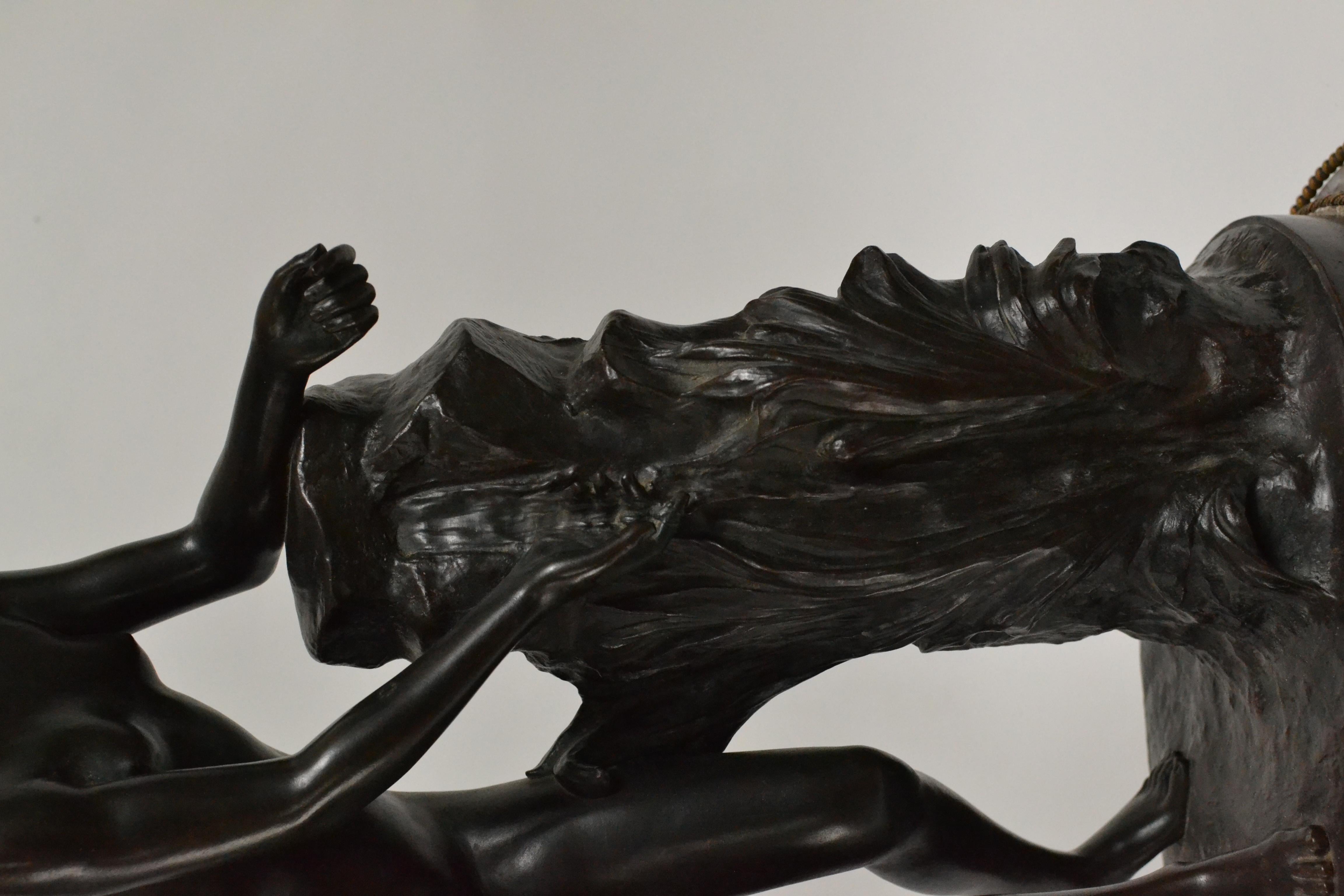 Patinated Bronze Sculpture of a Standing Woman Signed Malvina Brach 1
