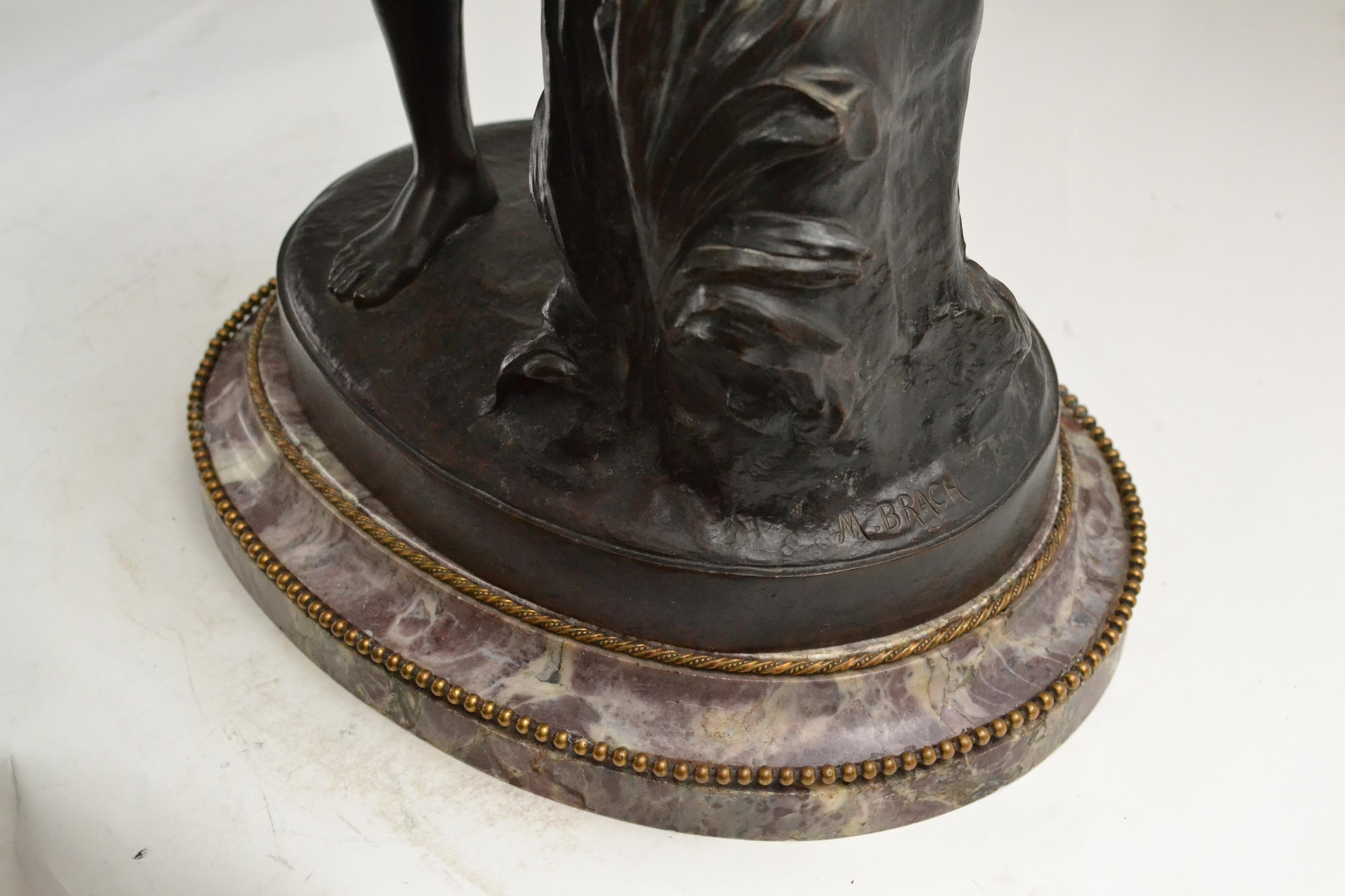 Patinated Bronze Sculpture of a Standing Woman Signed Malvina Brach 2