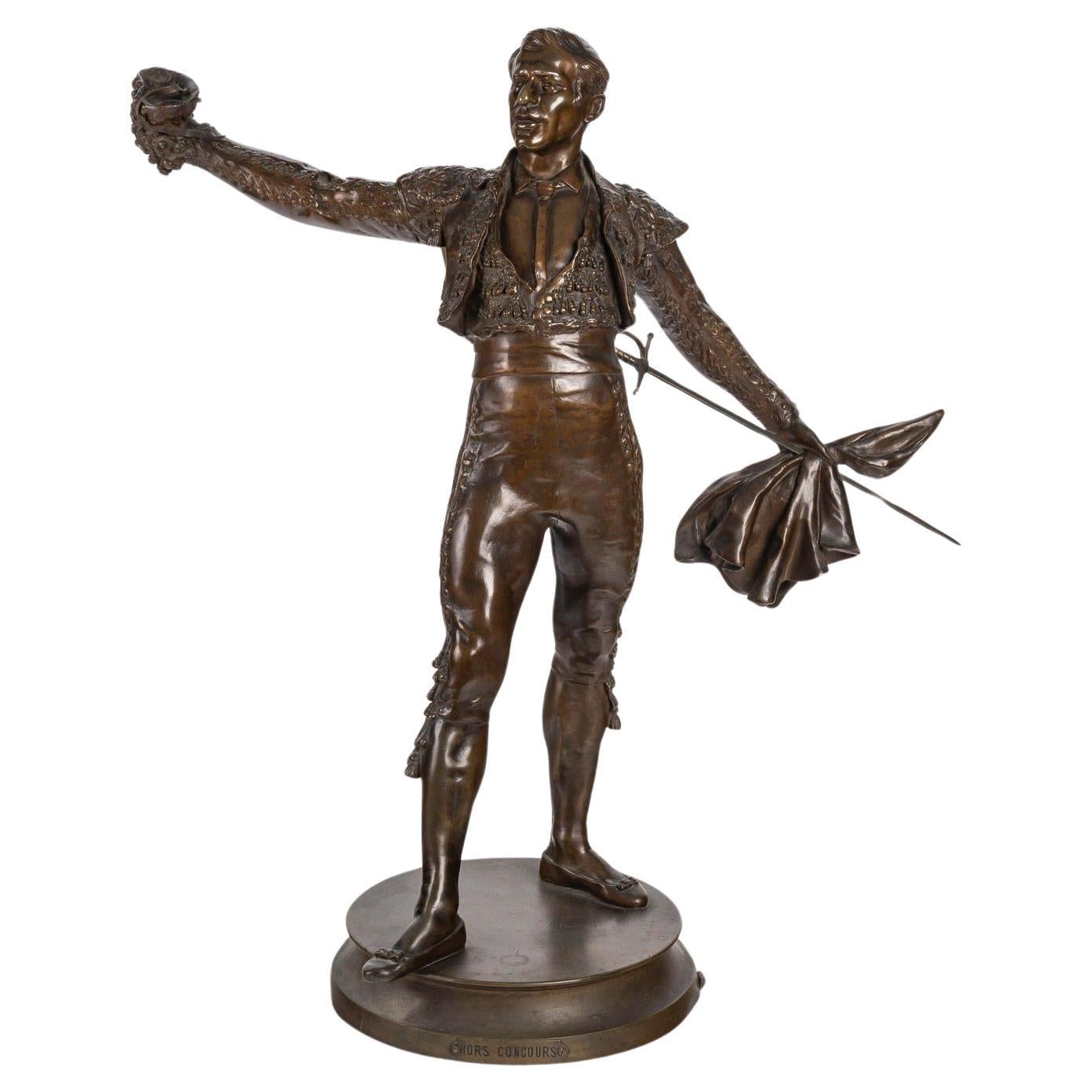 Patinated bronze sculpture of a toreador, early 20th century.

Sculpture by the sculptor Descay in patinated bronze representing a toreador in costume, early 20th century.
H: 67cm, W: 73cm, D: 32cm