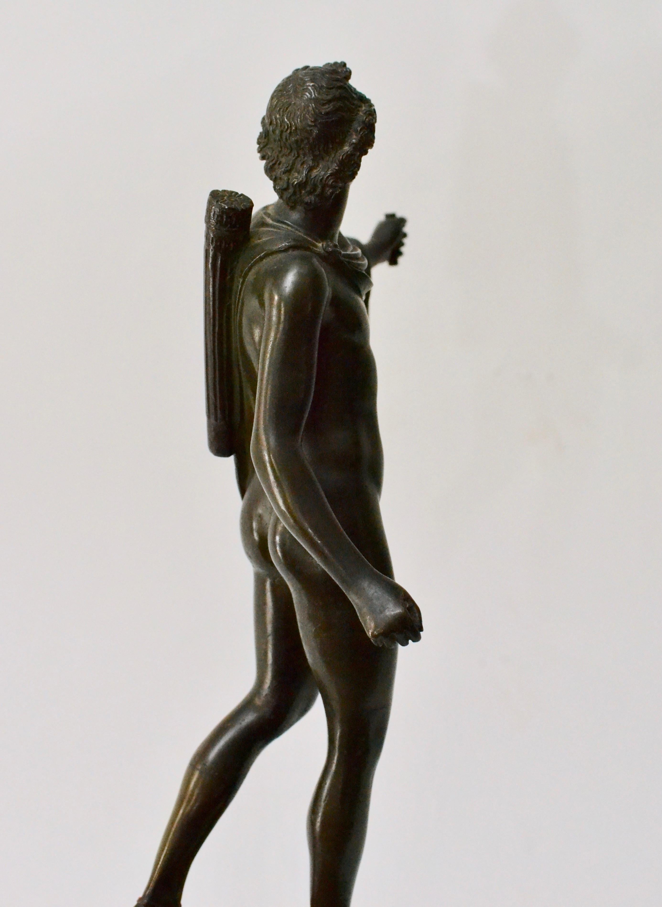 Patinated Bronze Sculpture of Apollo with an Ormolu Mounted Marble Base 3