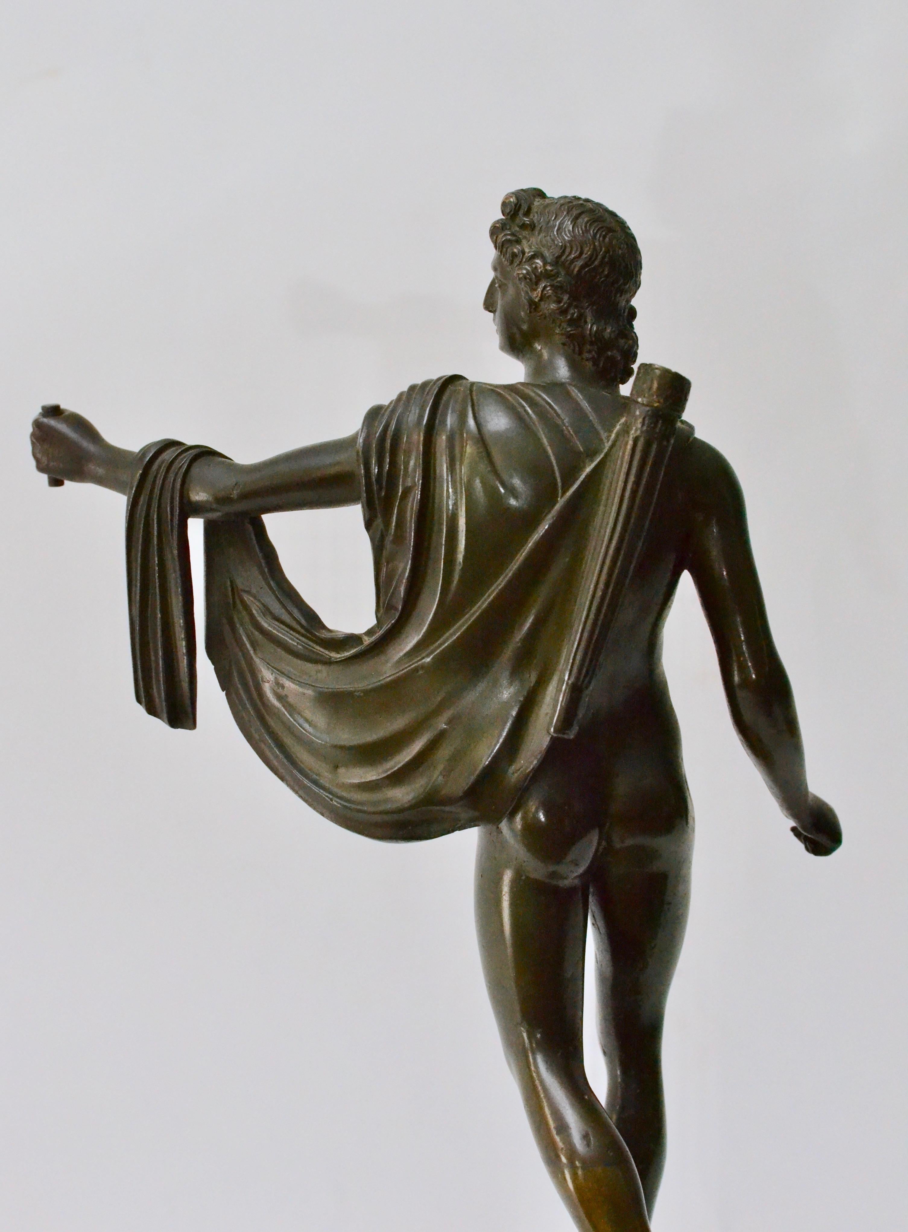 Patinated Bronze Sculpture of Apollo with an Ormolu Mounted Marble Base 4
