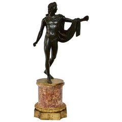 Patinated Bronze Sculpture of Apollo with an Ormolu Mounted Marble Base